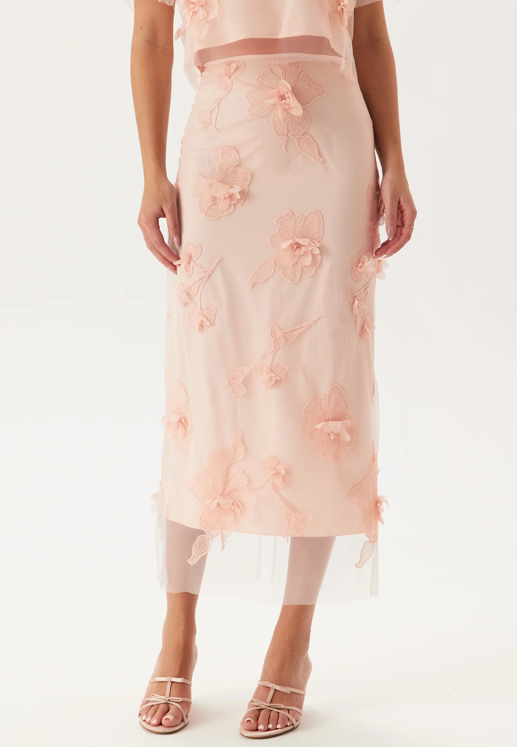 3D Floral Straight Ankle Skirt - Image 2