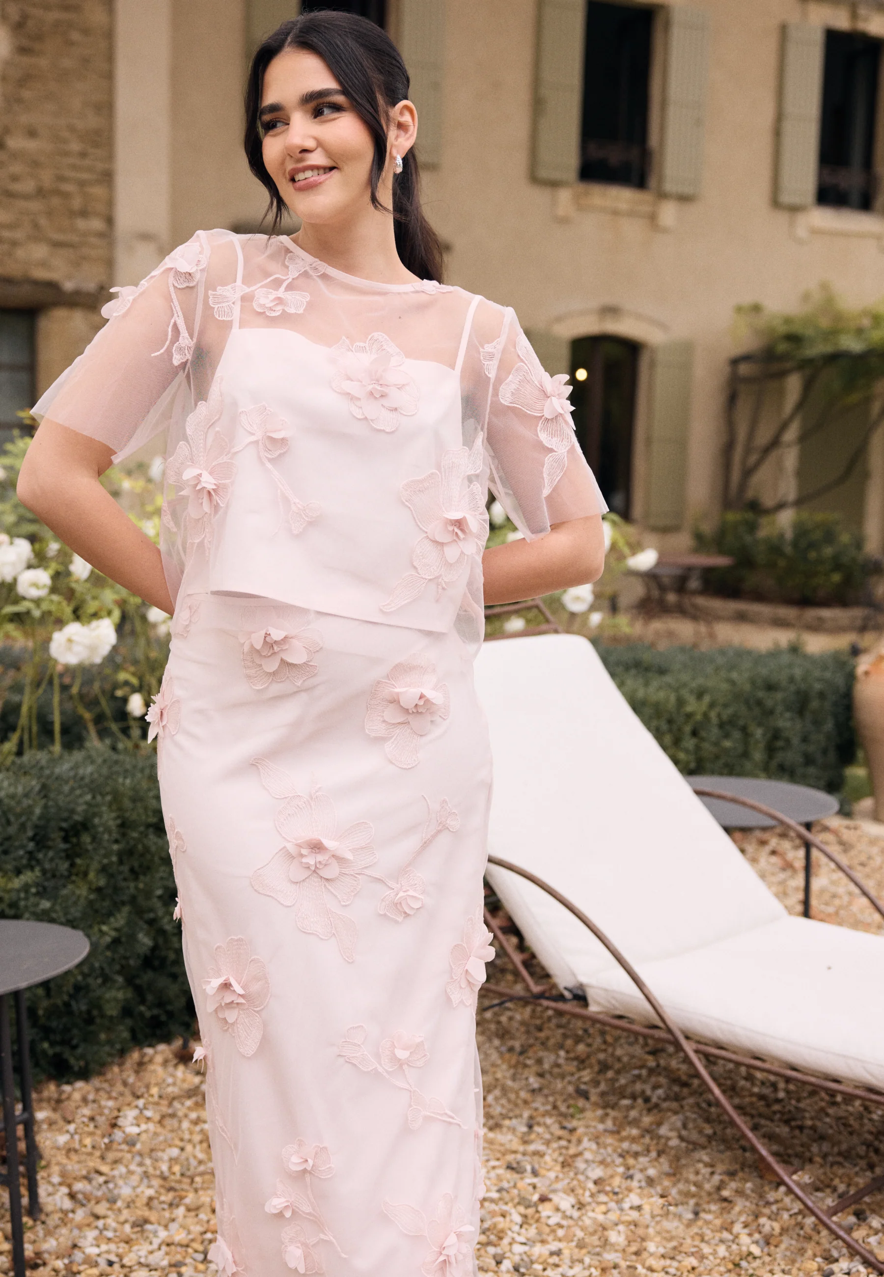 3D Floral Straight Ankle Skirt - Image 5