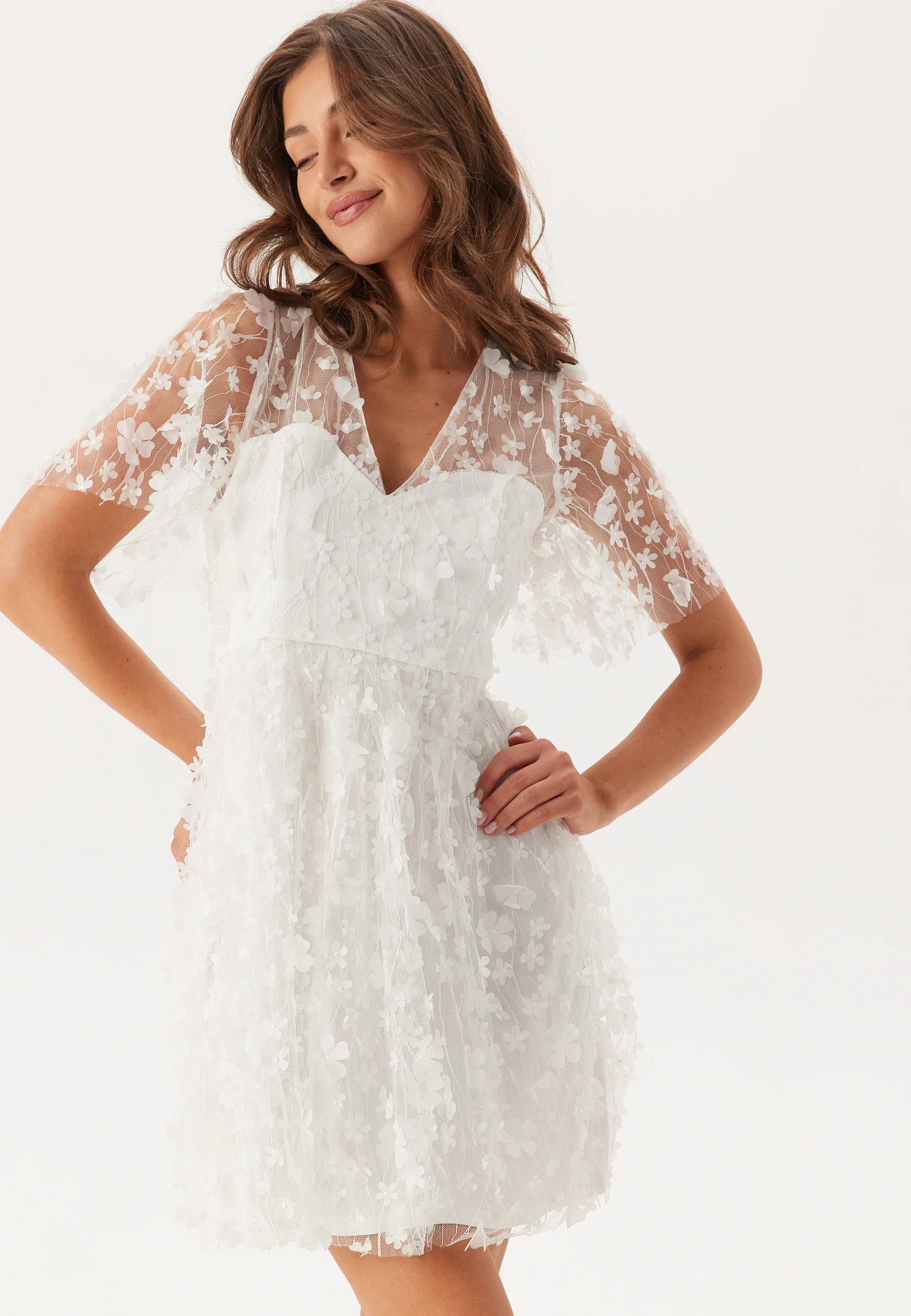 3D Floral V-neck Dress - Image 3