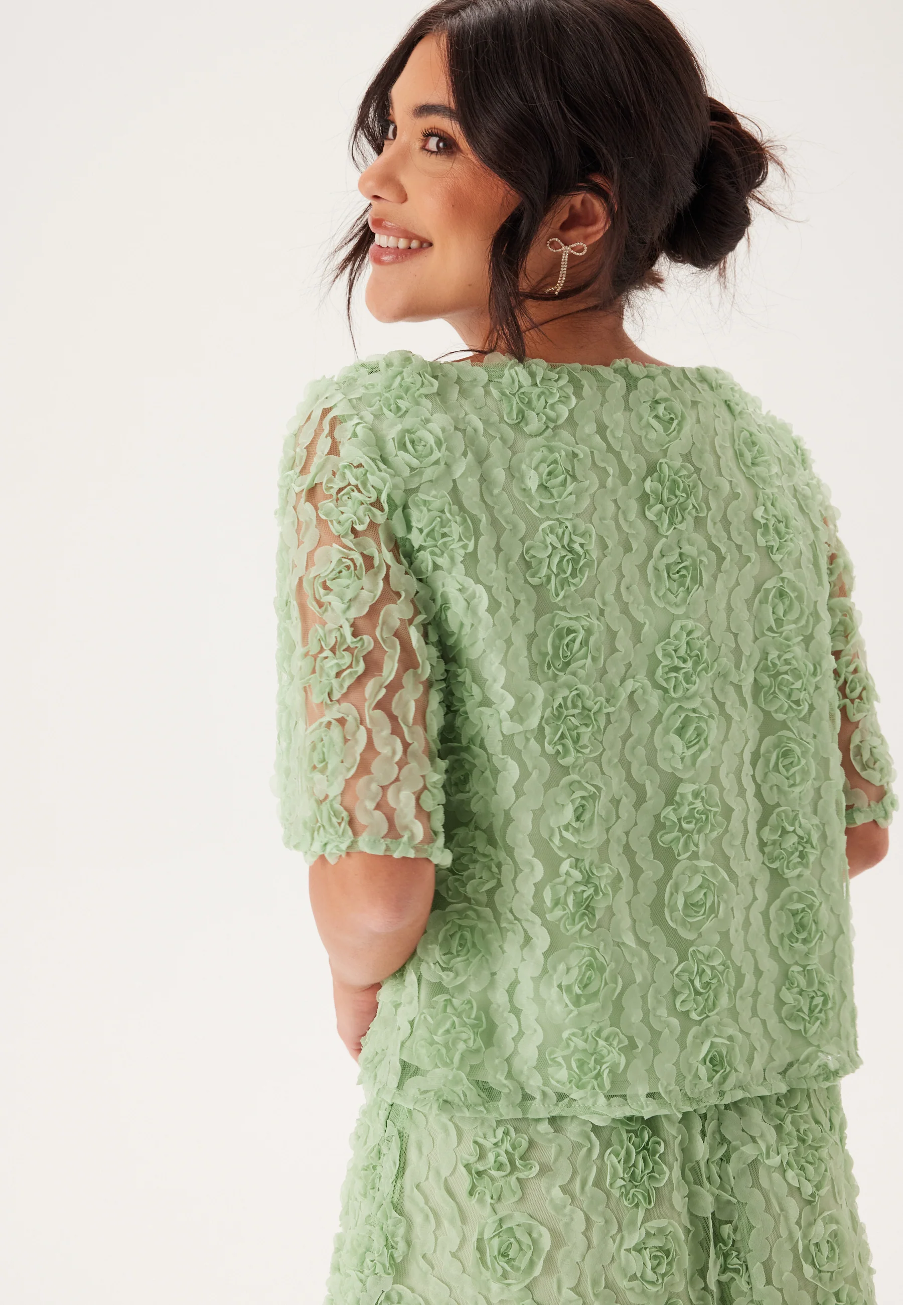 3D Flower Short Sleeve Blouse - Image 2