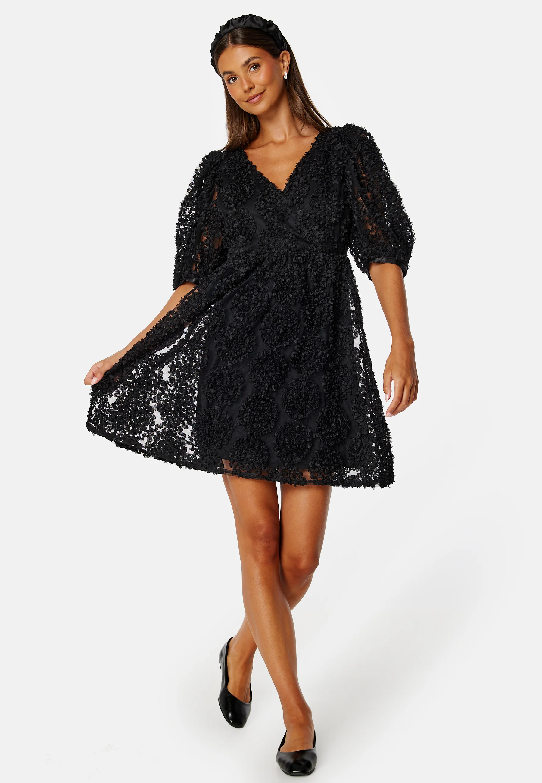 3D Puff Sleeve Dress - Image 2