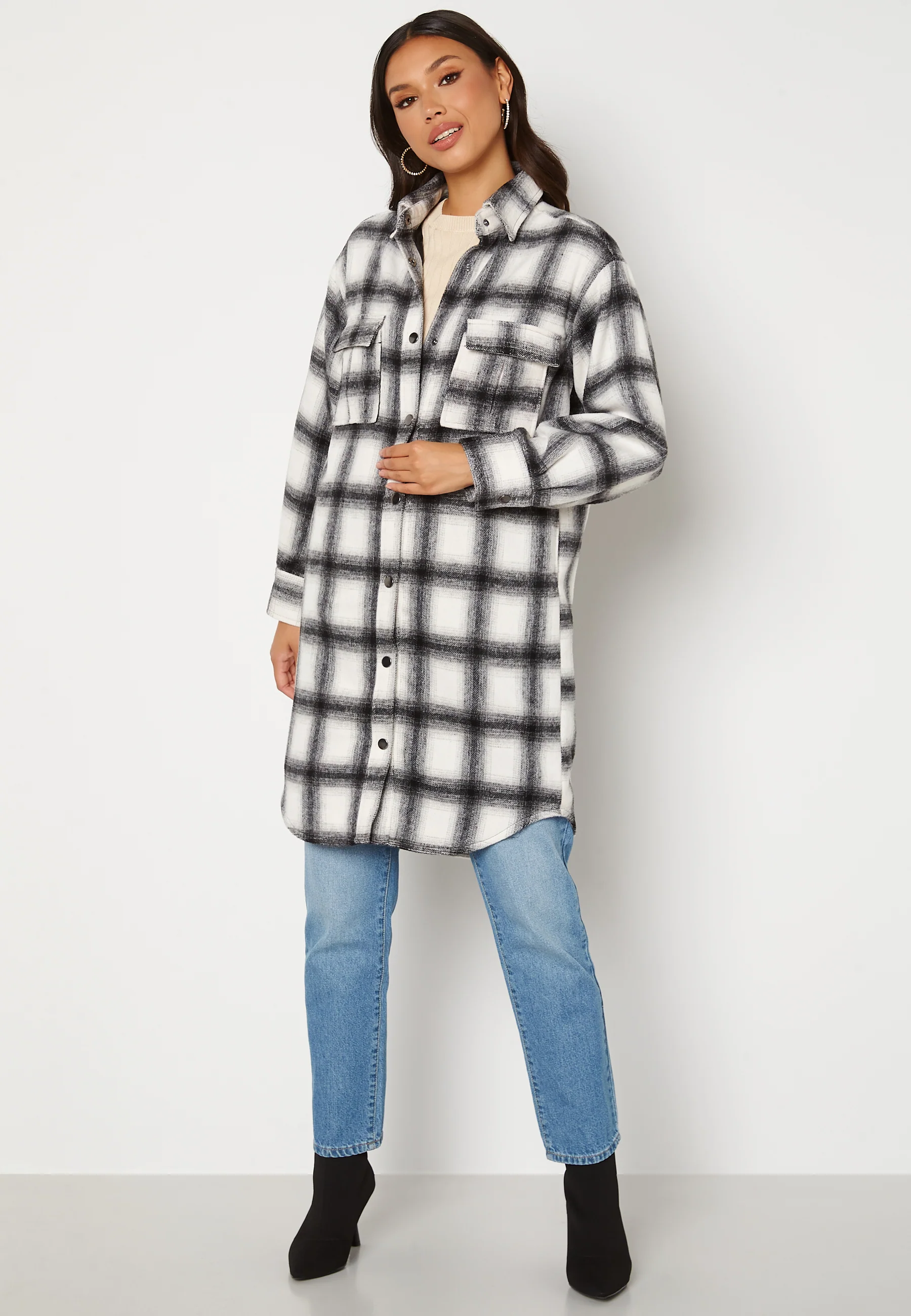 Alice Long Check Shirt Jacket - Image 3