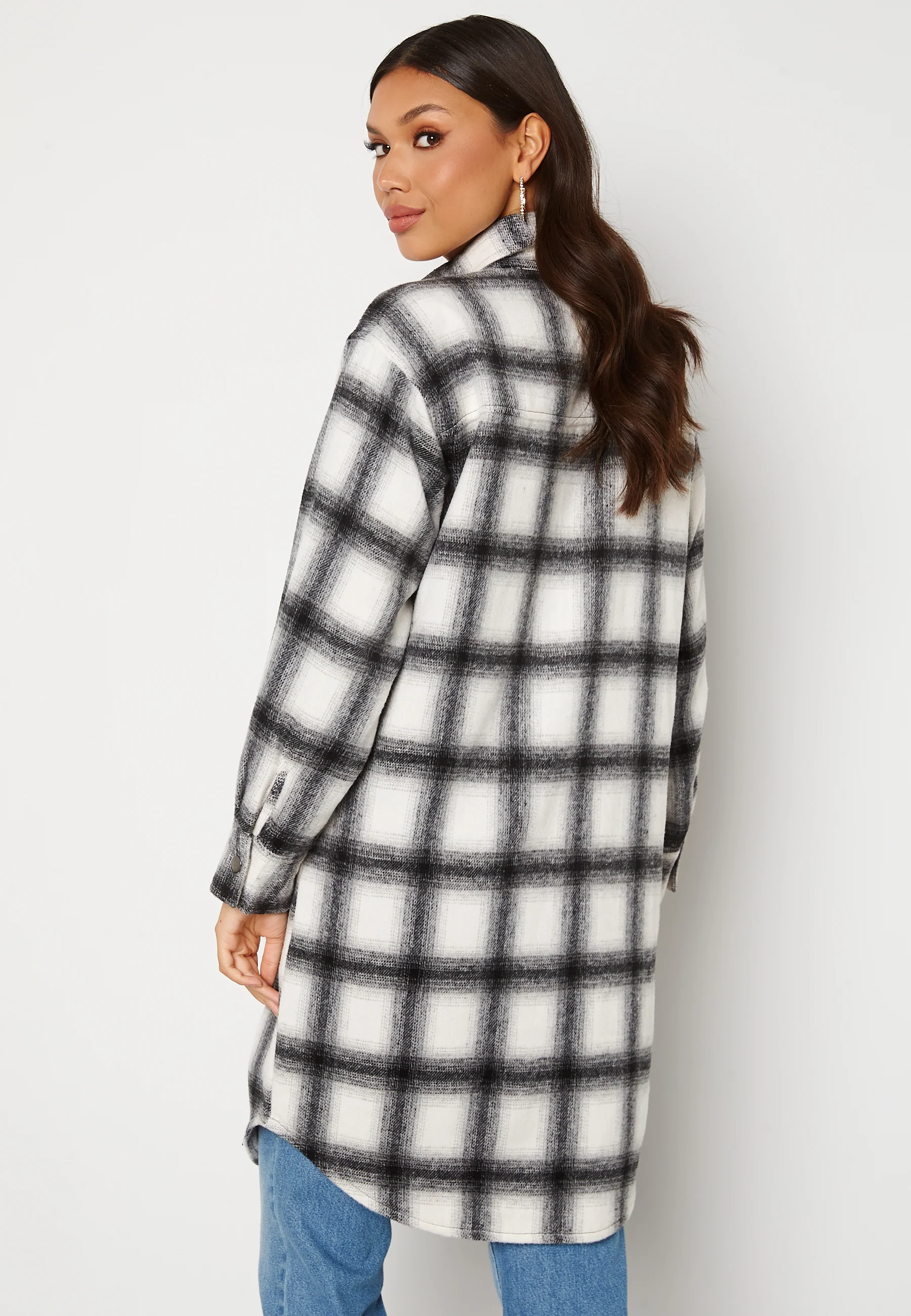 Alice Long Check Shirt Jacket - Image 4