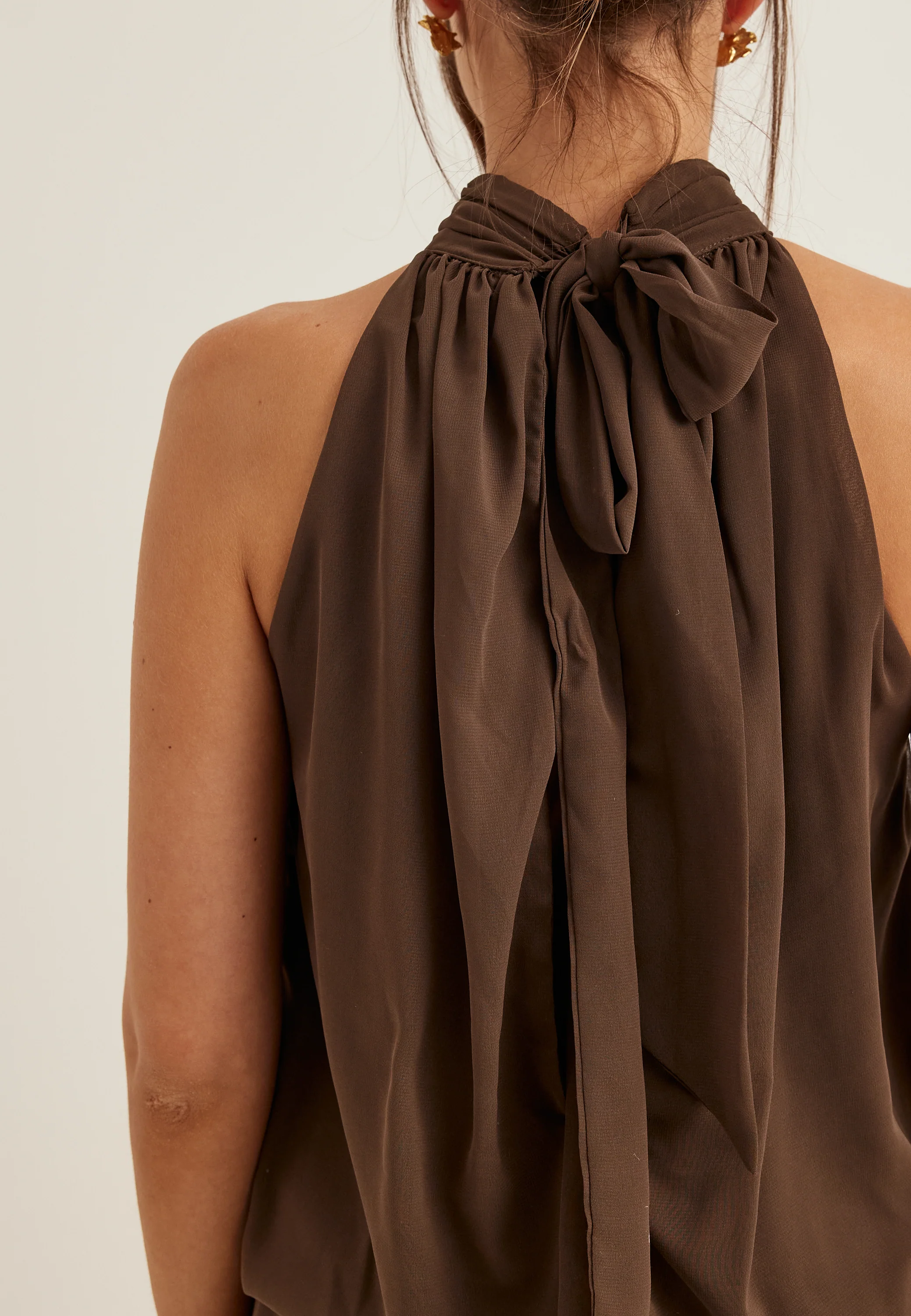 Asymmetric Chiffon Halterneck Dress - Image 6