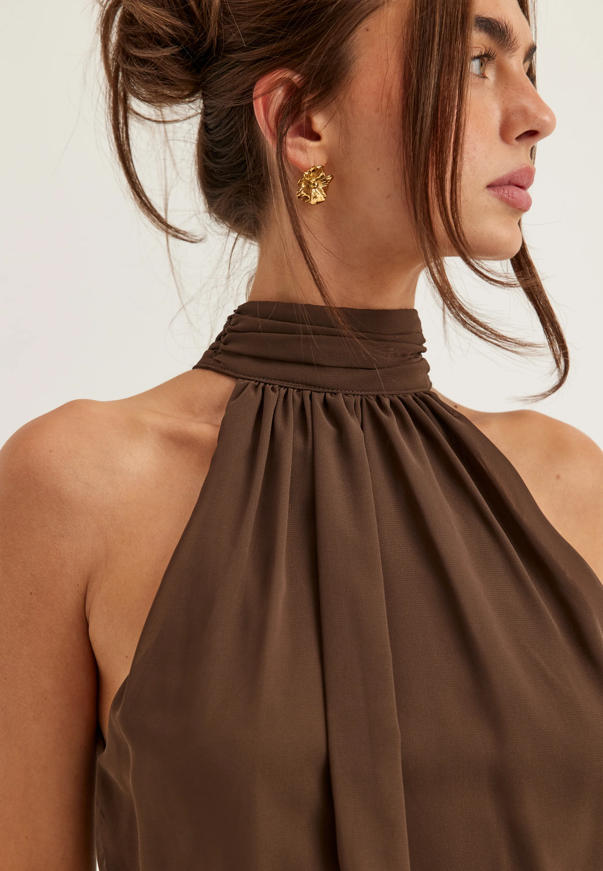 Asymmetric Chiffon Halterneck Dress - Image 7