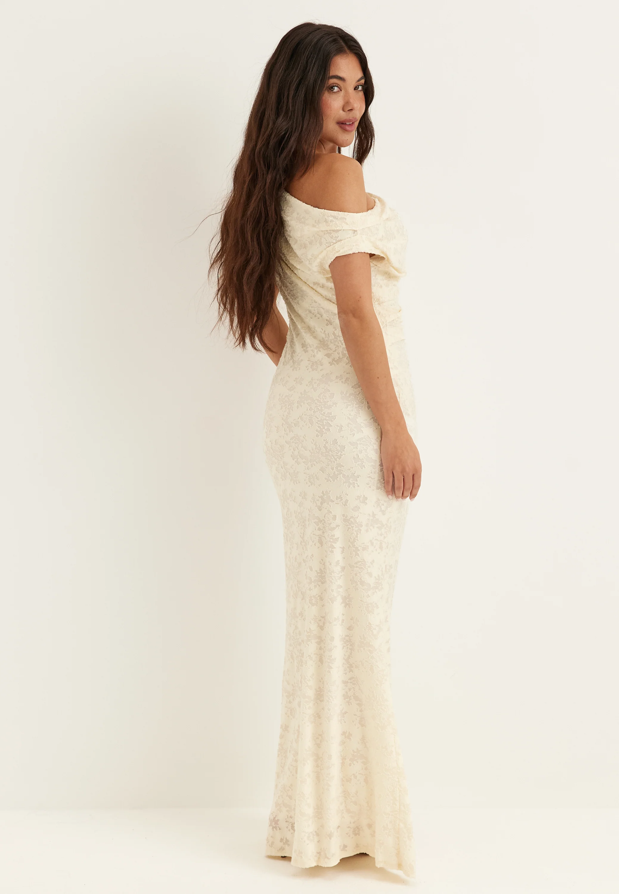 Asymmetric Draped Burnout Maxi Dress - Image 3