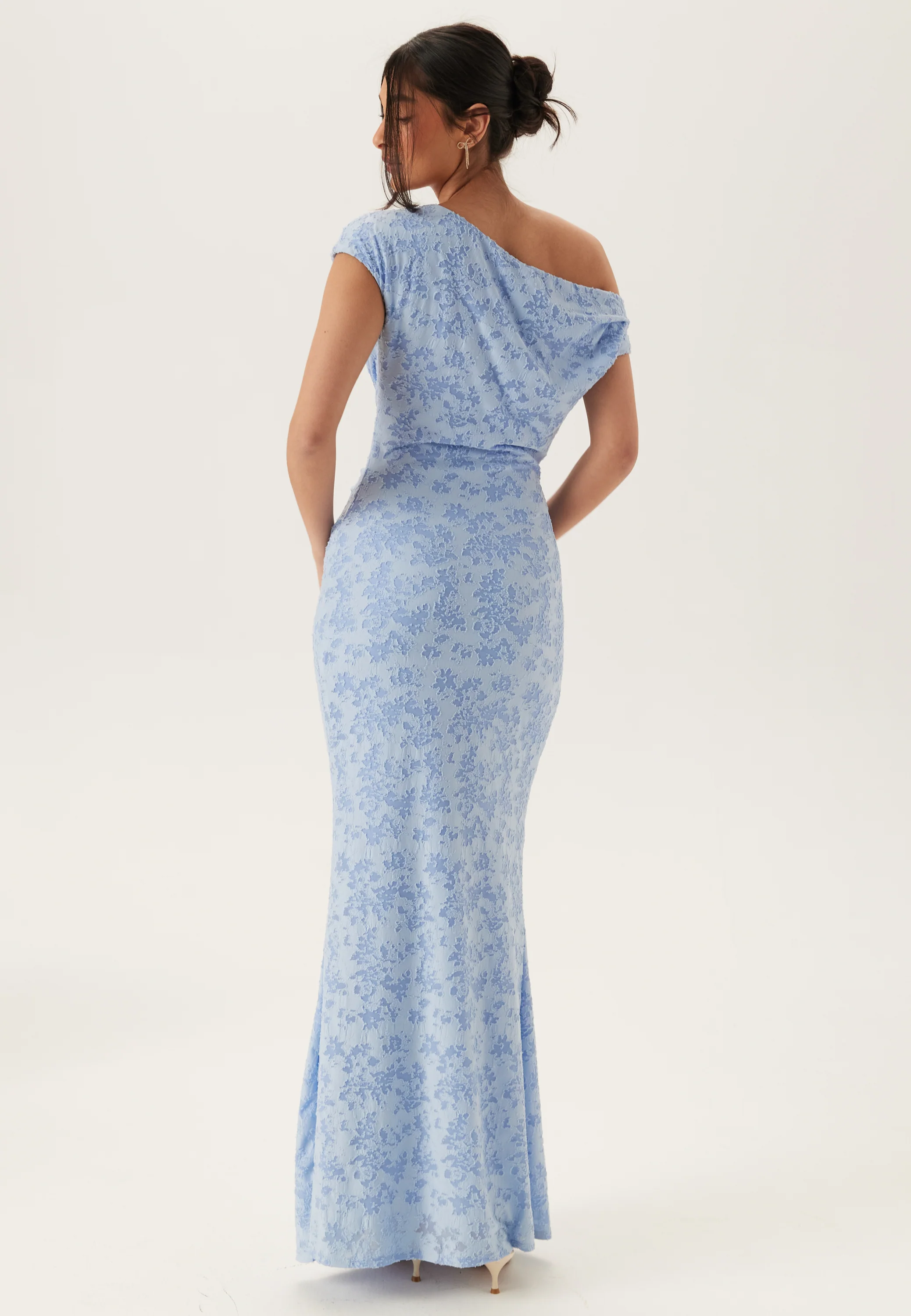 Asymmetric Draped Burnout Maxi Dress - Image 3