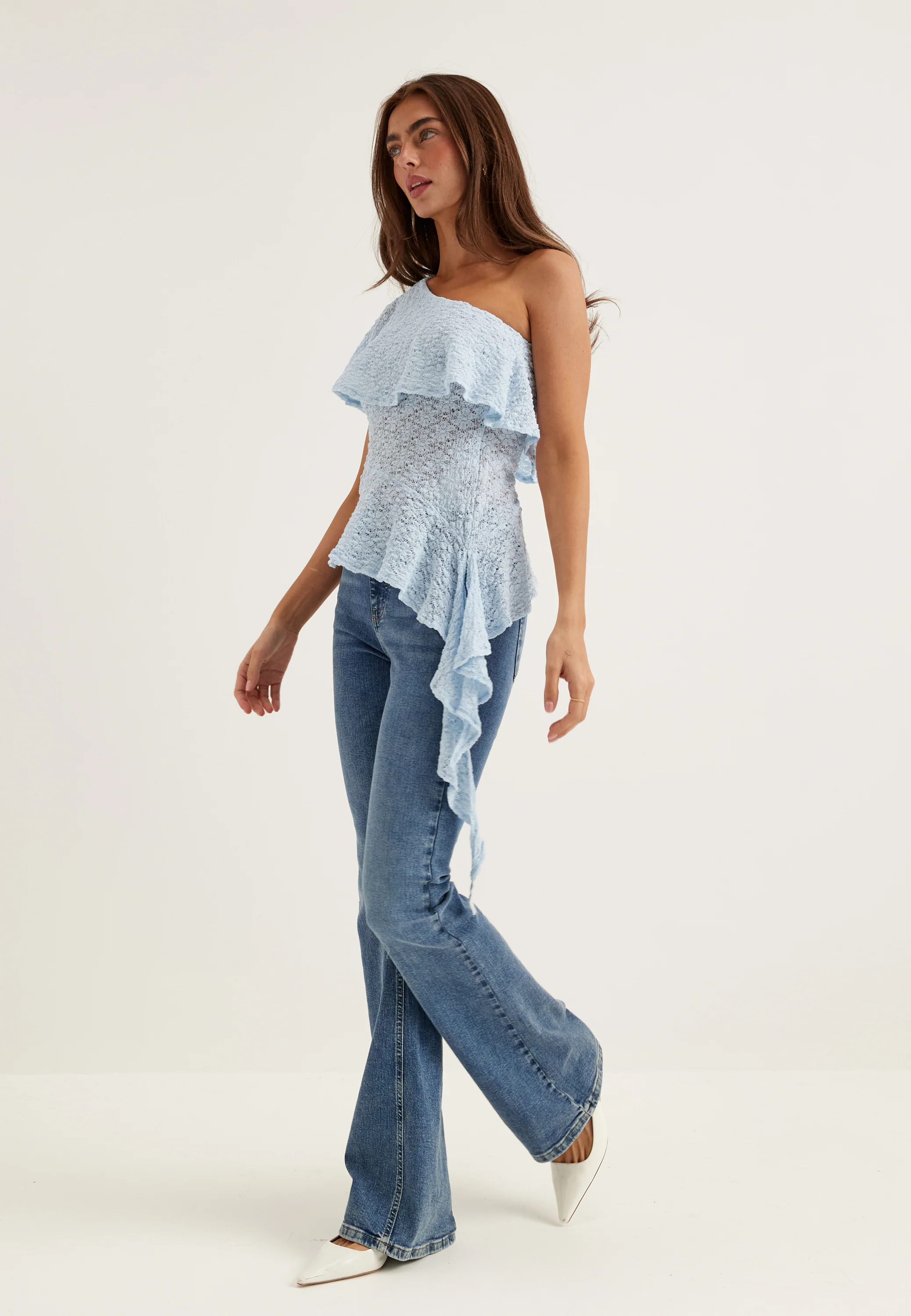 Asymmetric Frill Lace Top - Image 3