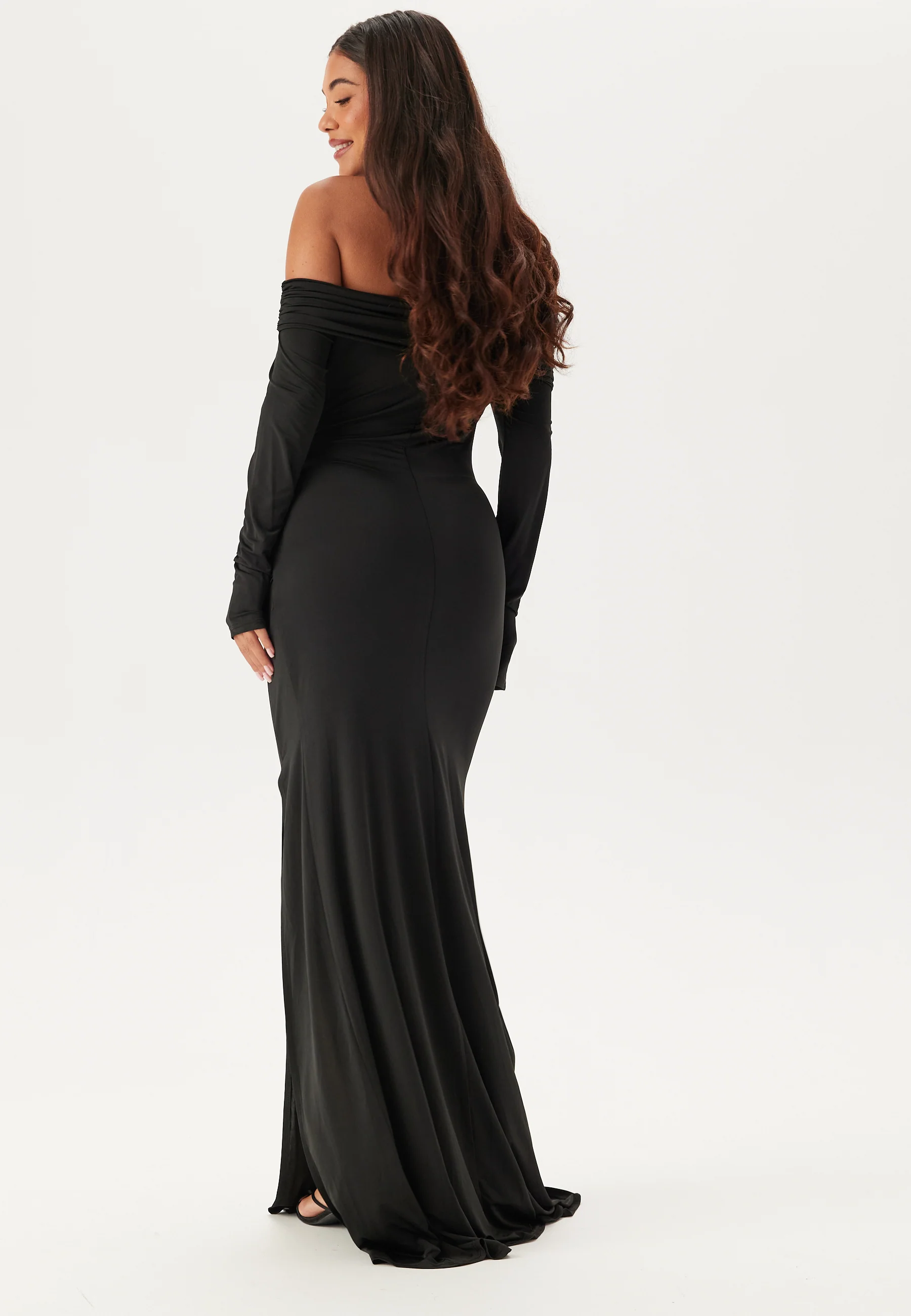 Asymmetric Off Shoulder Soft Gown - Image 3