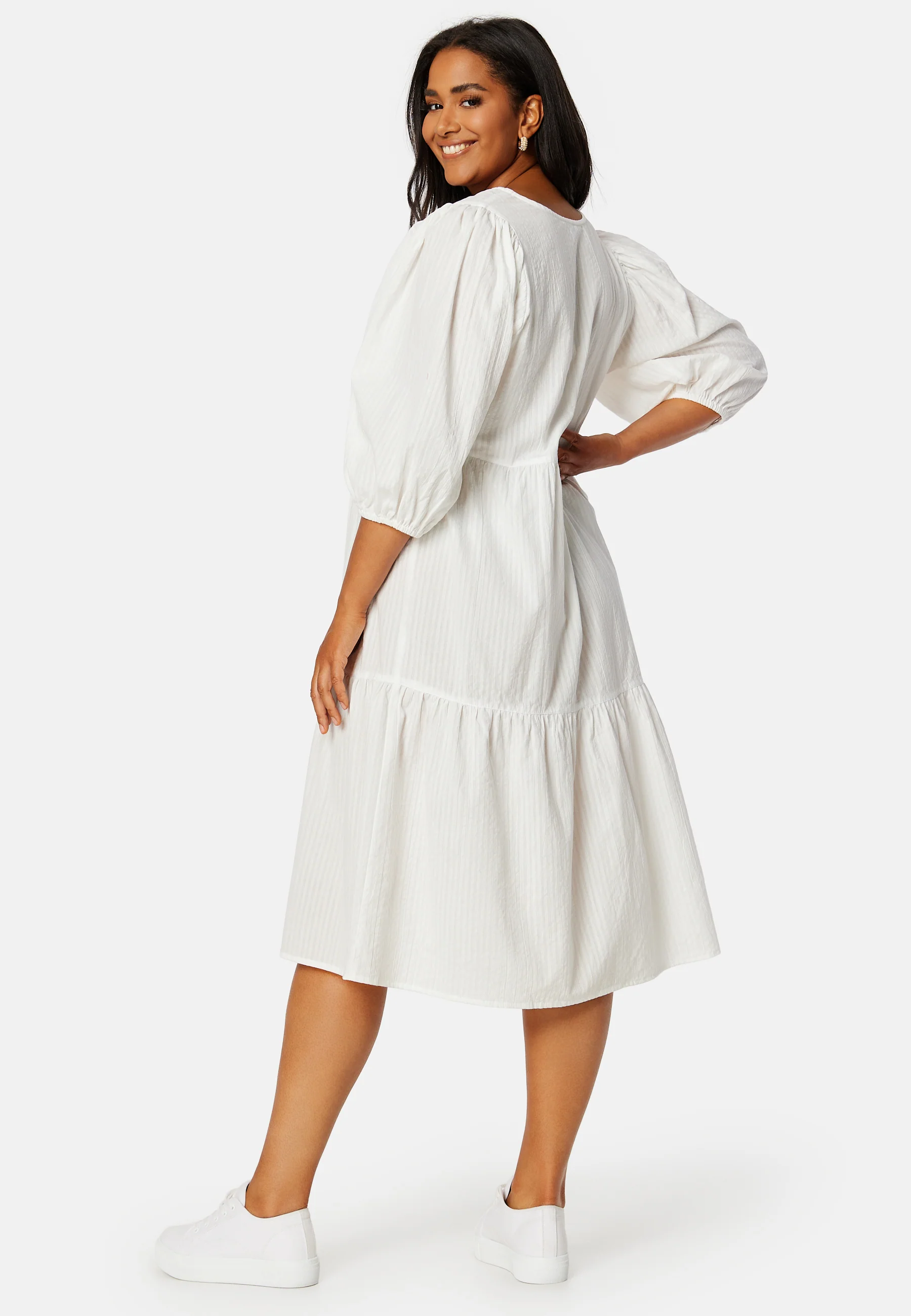 Balloon Sleeve Cotton Dress - Image 8