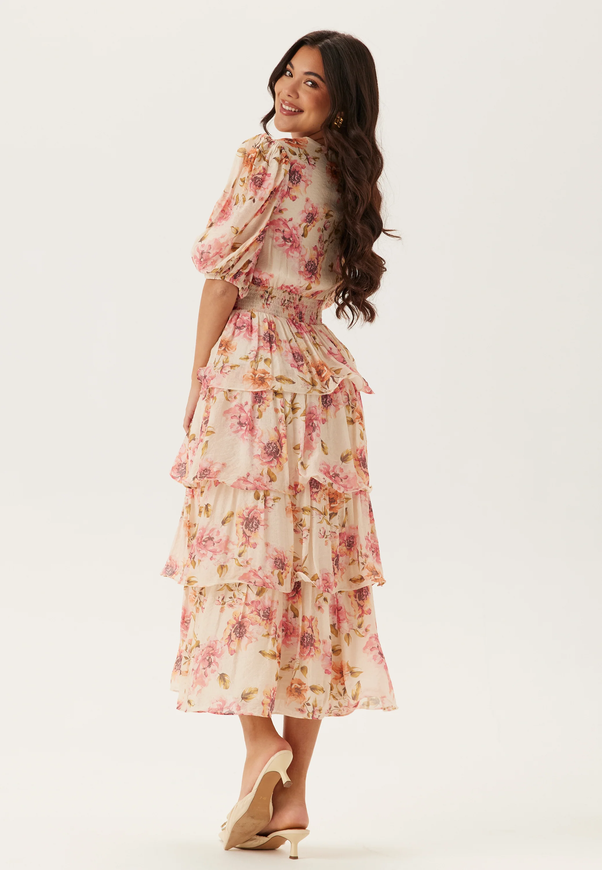 Balloon Sleeve Flounce Ankle Dress - Image 2