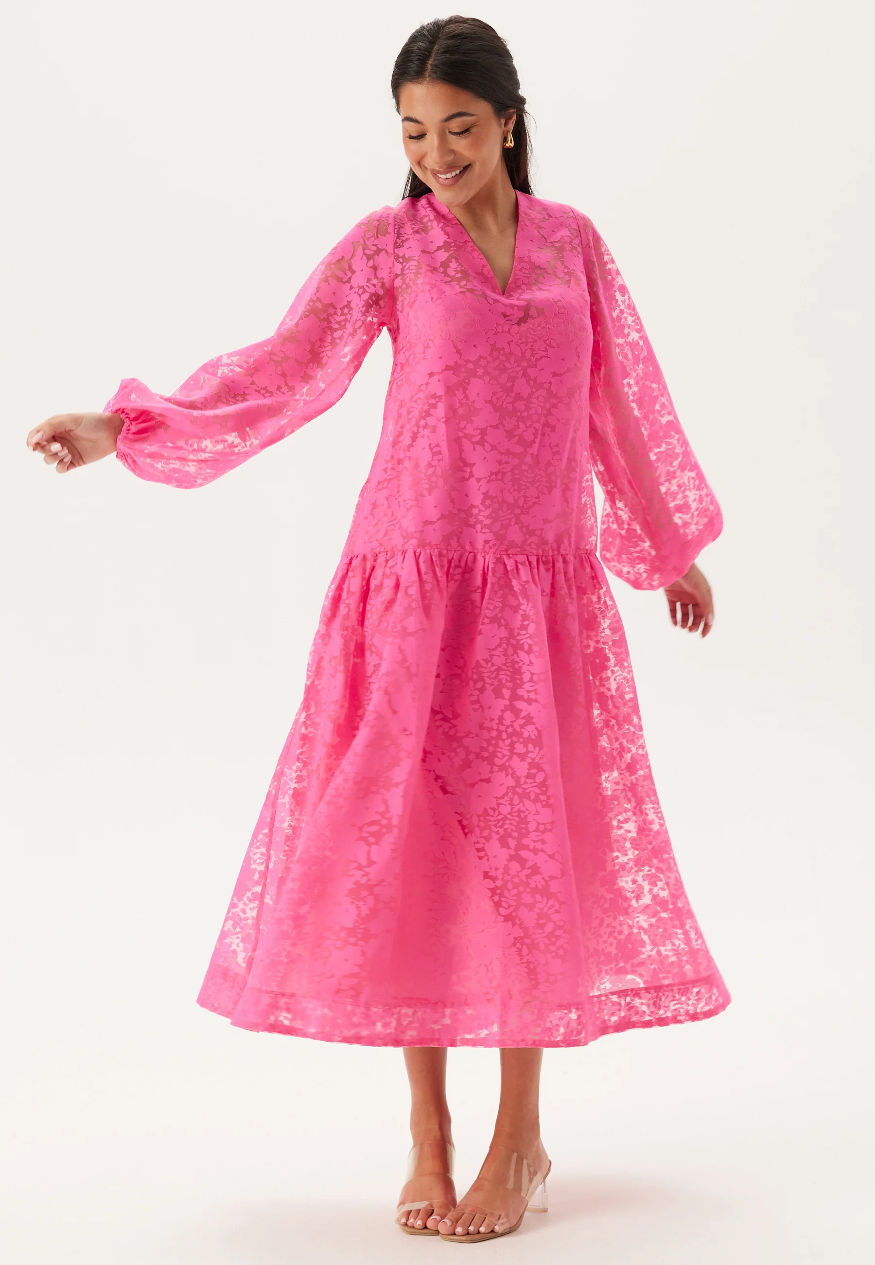 Balloon Sleeve Midi Dress - Image 2
