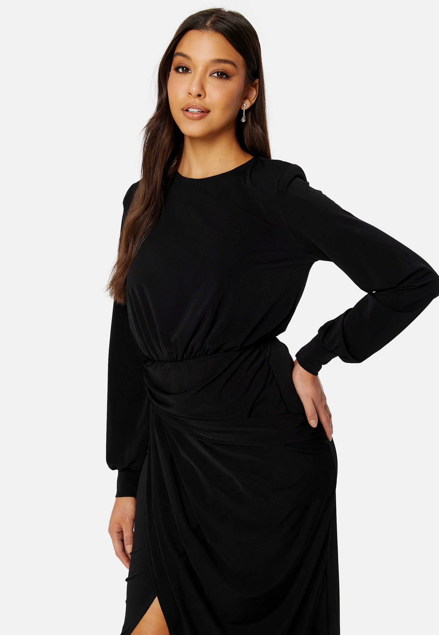 Balloon Sleeve Rouch Dress - Image 3