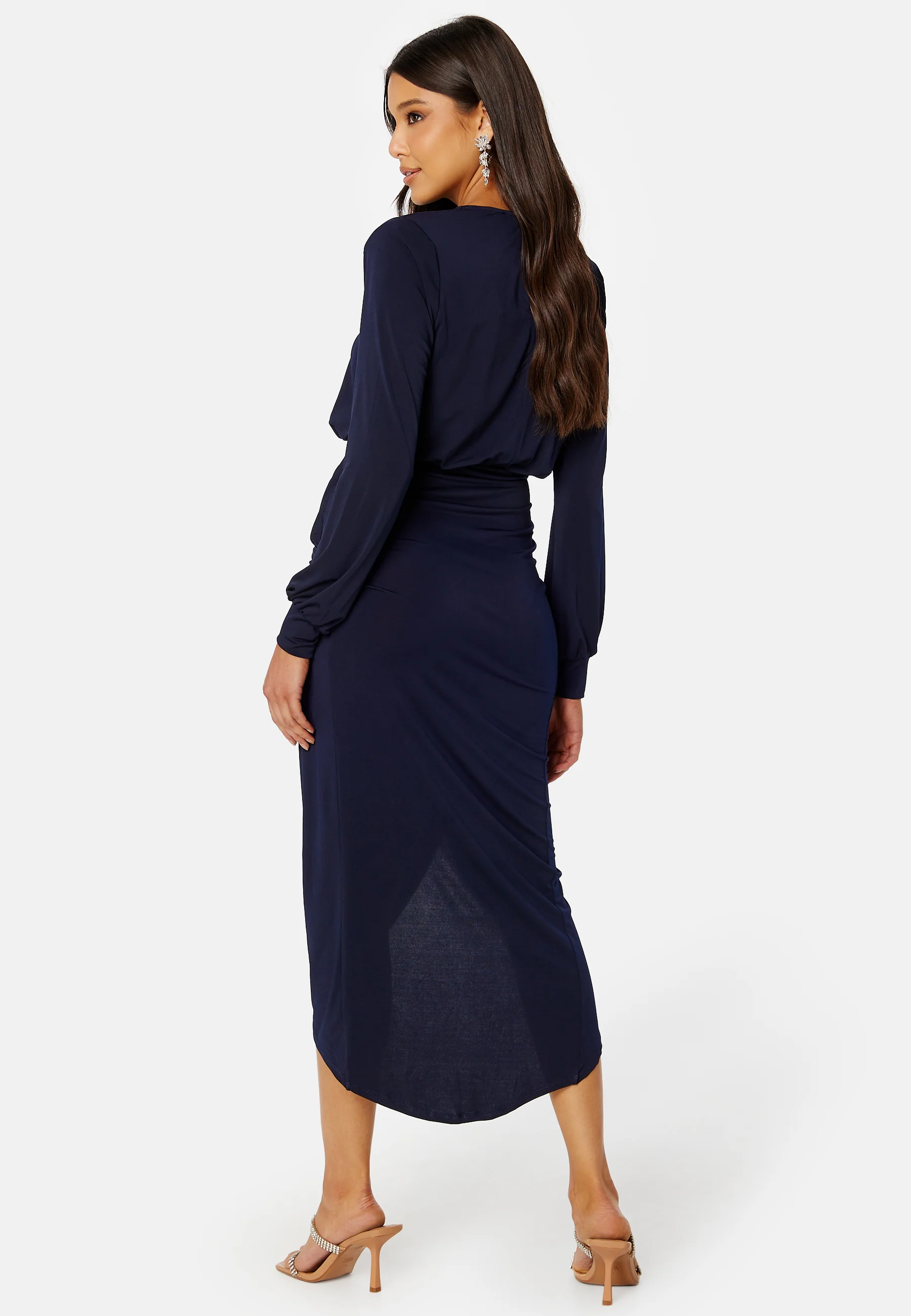 Balloon Sleeve Rouch Dress - Image 2
