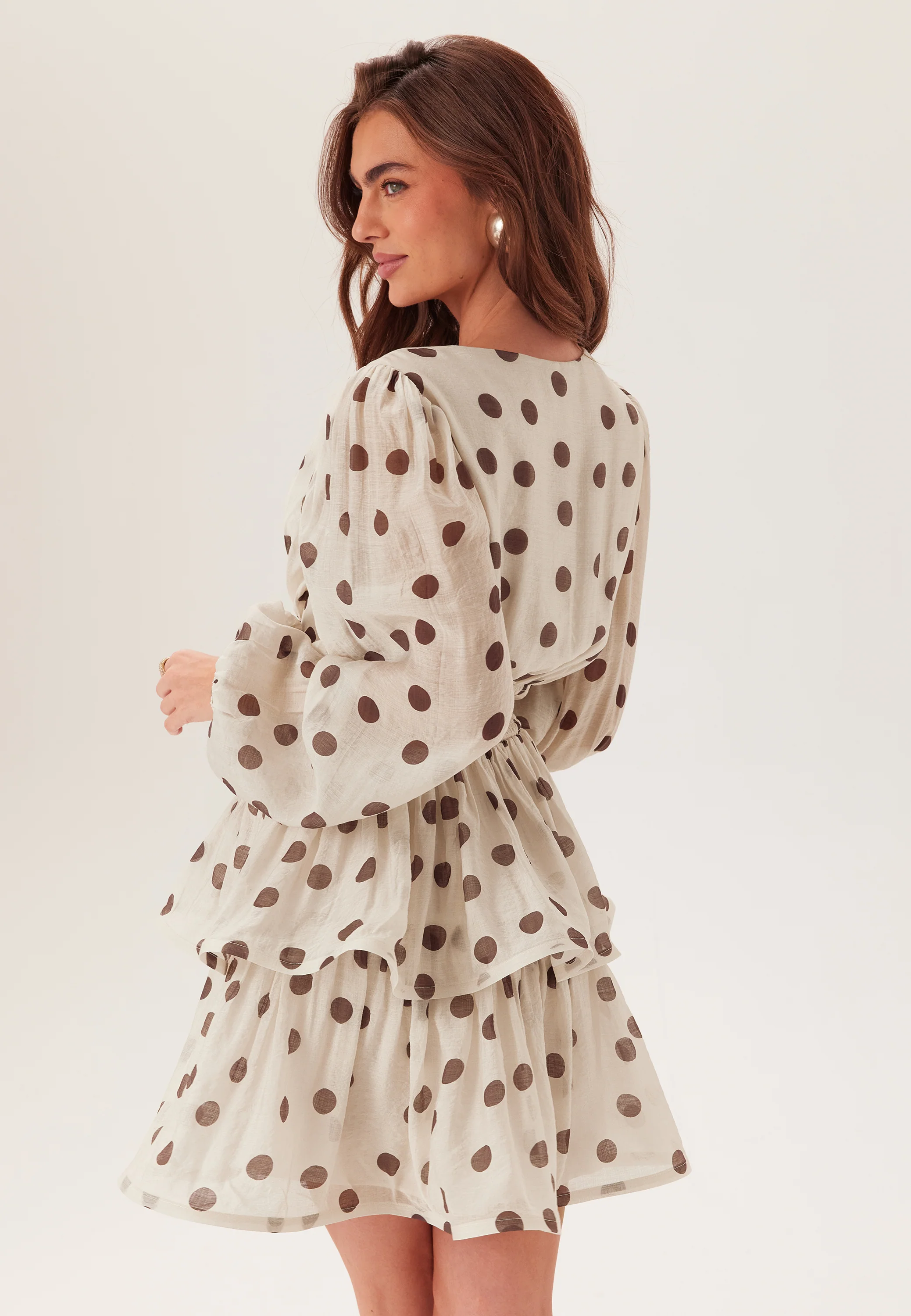 Balloon Sleeve Short Flounce Dress - Image 6