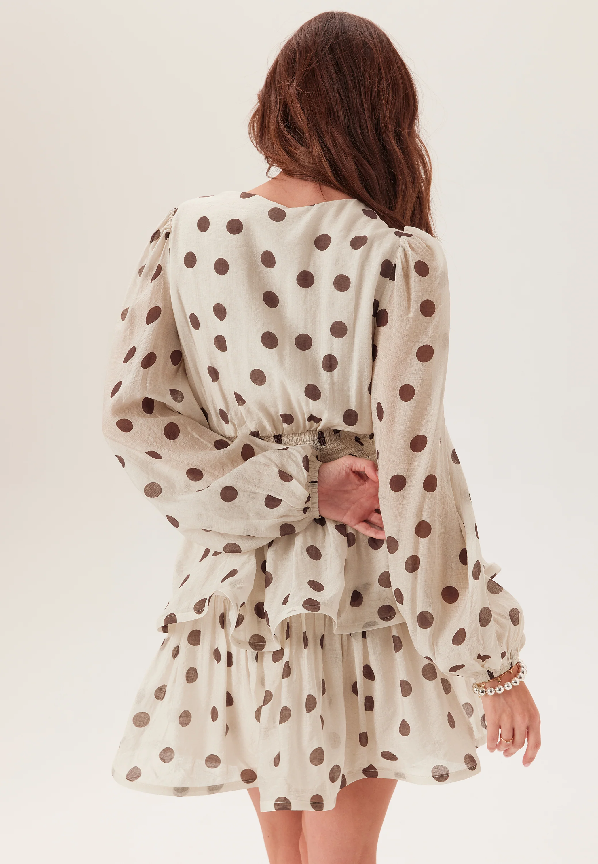 Balloon Sleeve Short Flounce Dress - Image 7