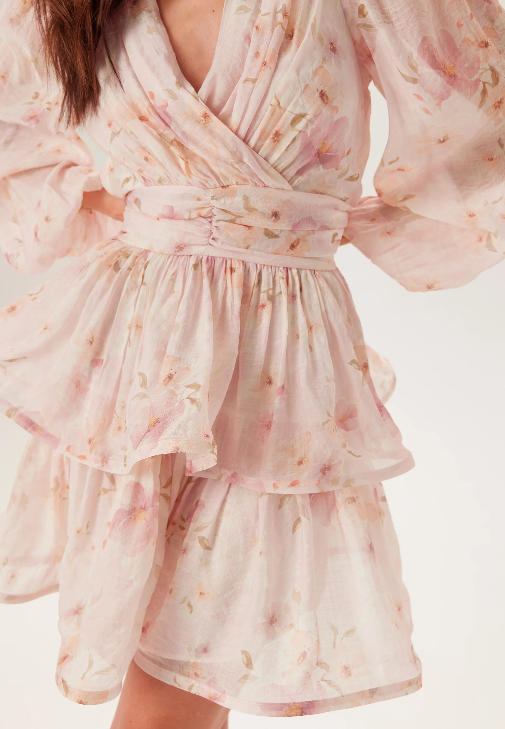 Balloon Sleeve Short Flounce Dress - Image 3