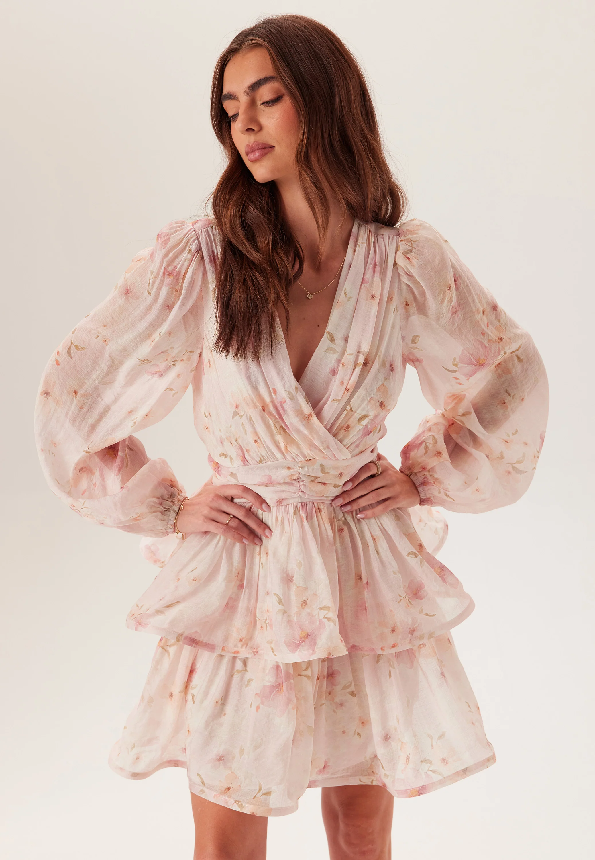 Balloon Sleeve Short Flounce Dress - Image 6