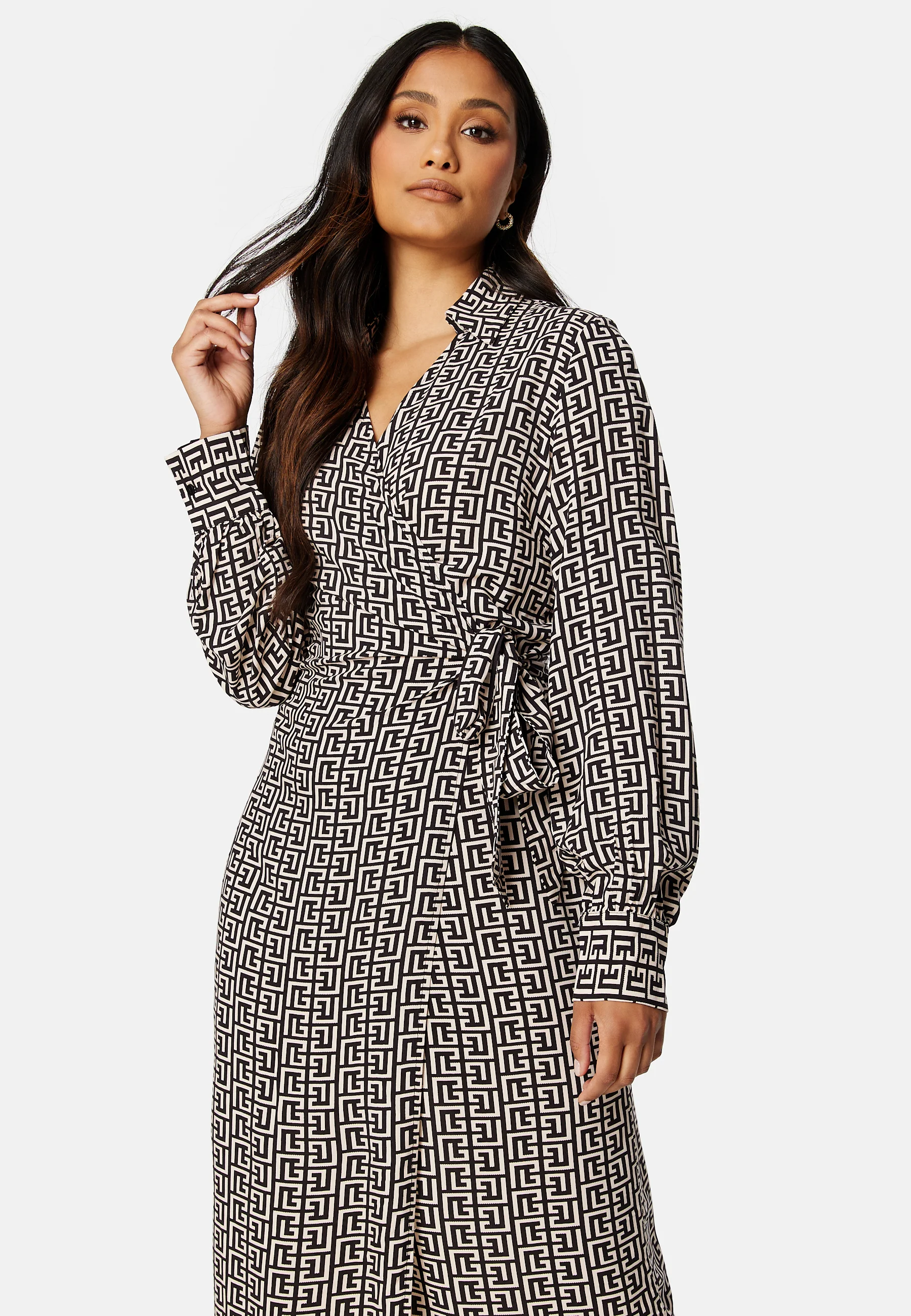 Bana L/S Wrap Midi Dress - Image 4