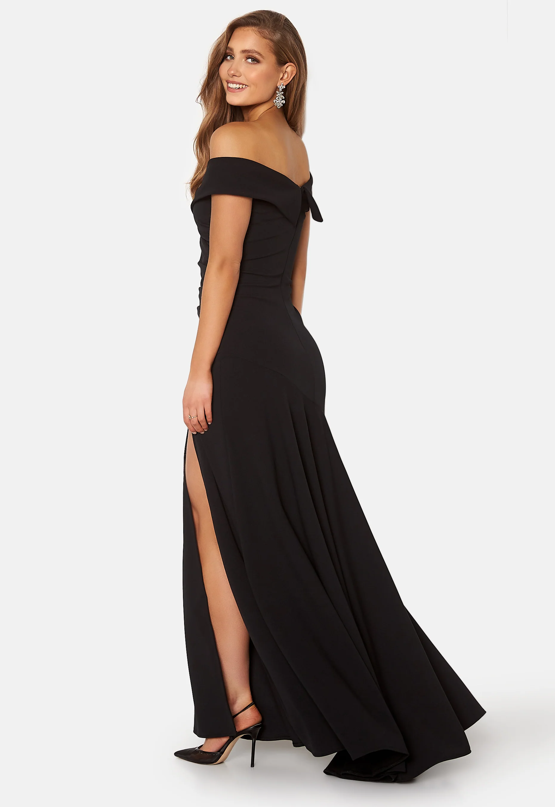 Bardot Pleat Maxi Split Dress - Image 2