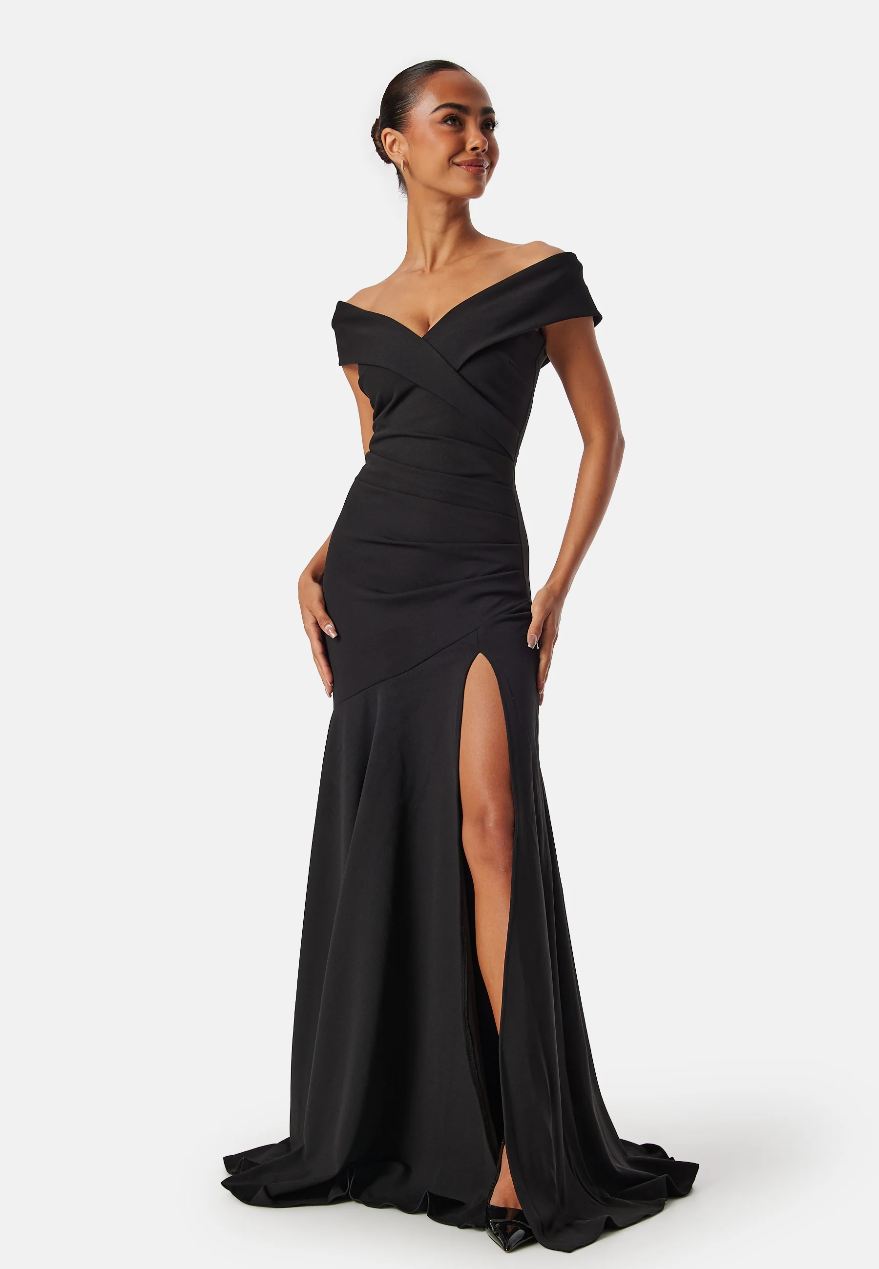 Bardot Pleat Maxi Split Dress - Image 4
