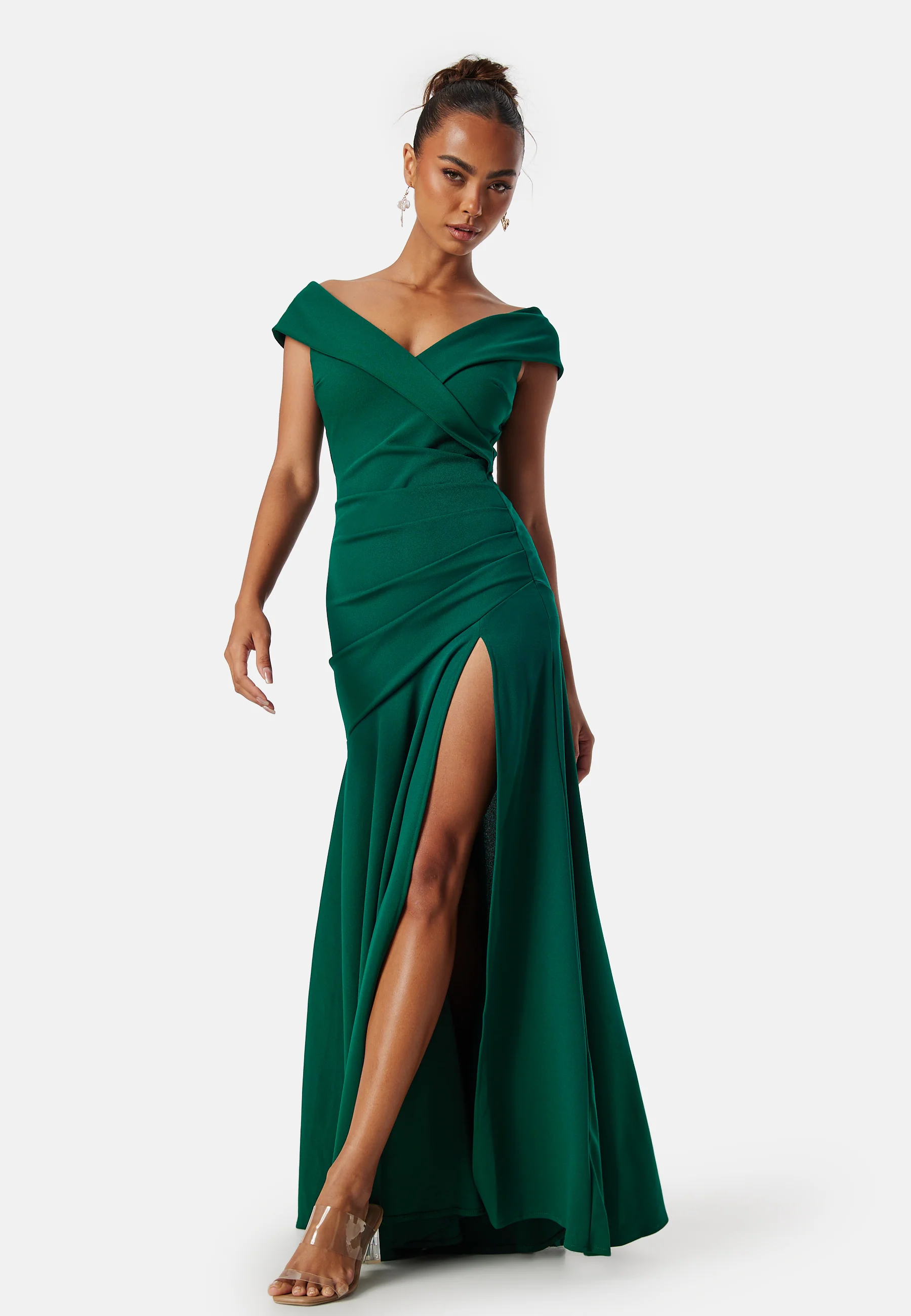 Bardot Pleat Maxi Split Dress - Image 2