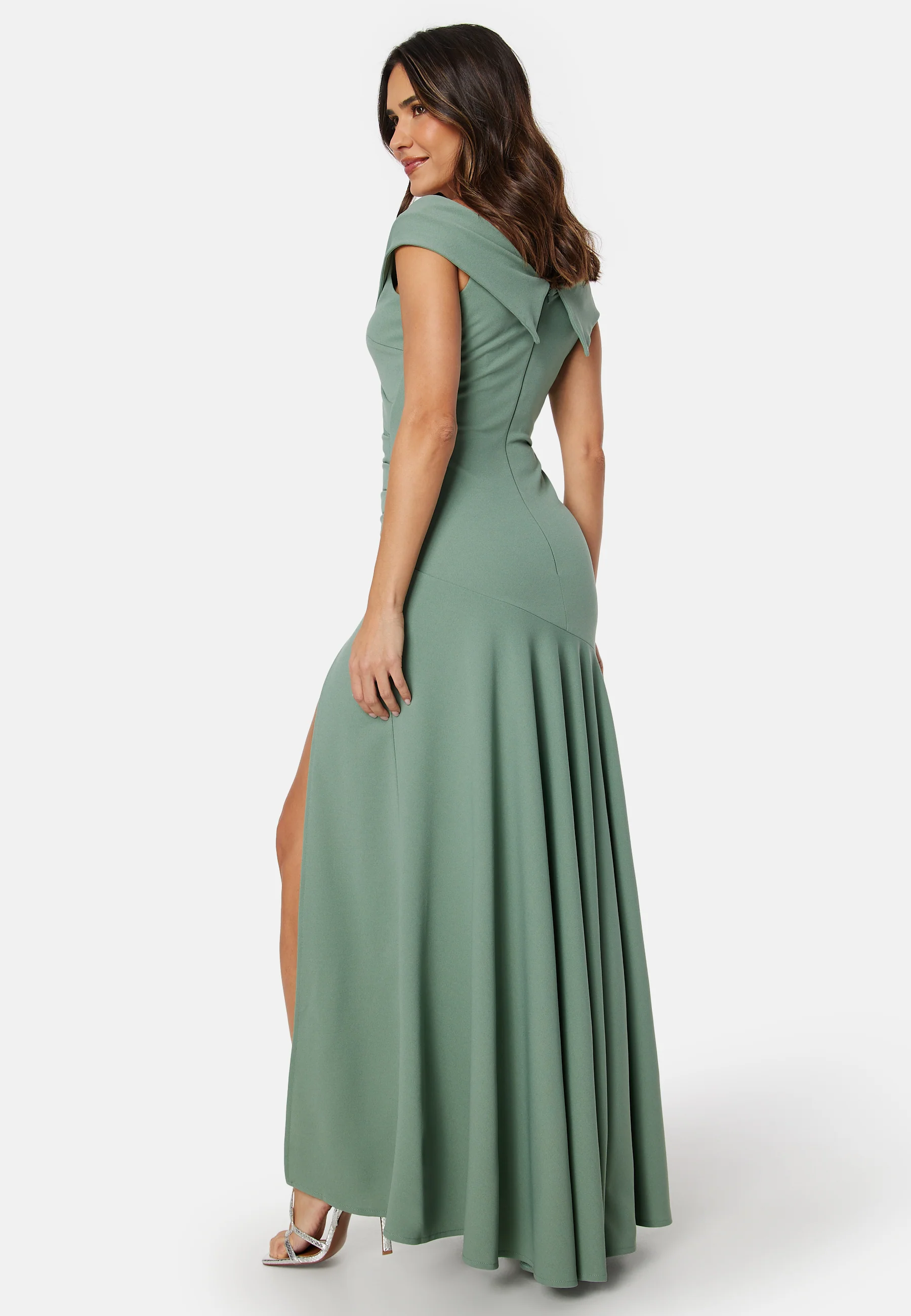 Bardot Pleat Maxi Split Dress - Image 2