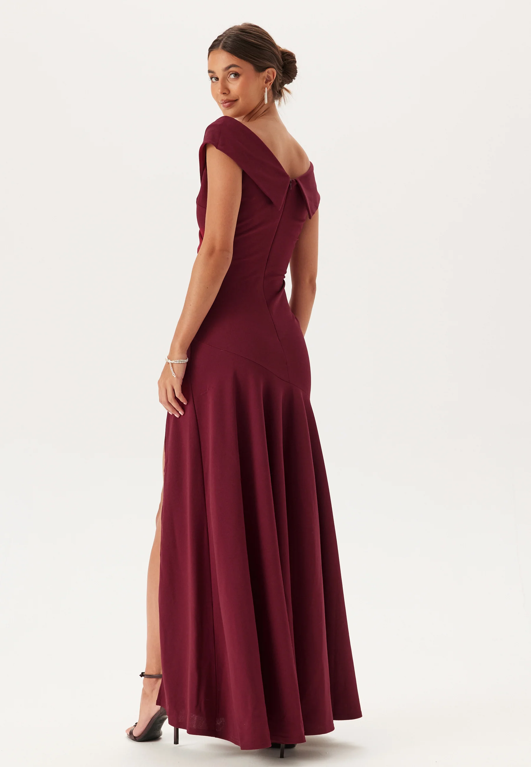 Bardot Pleat Maxi Split Dress - Image 3