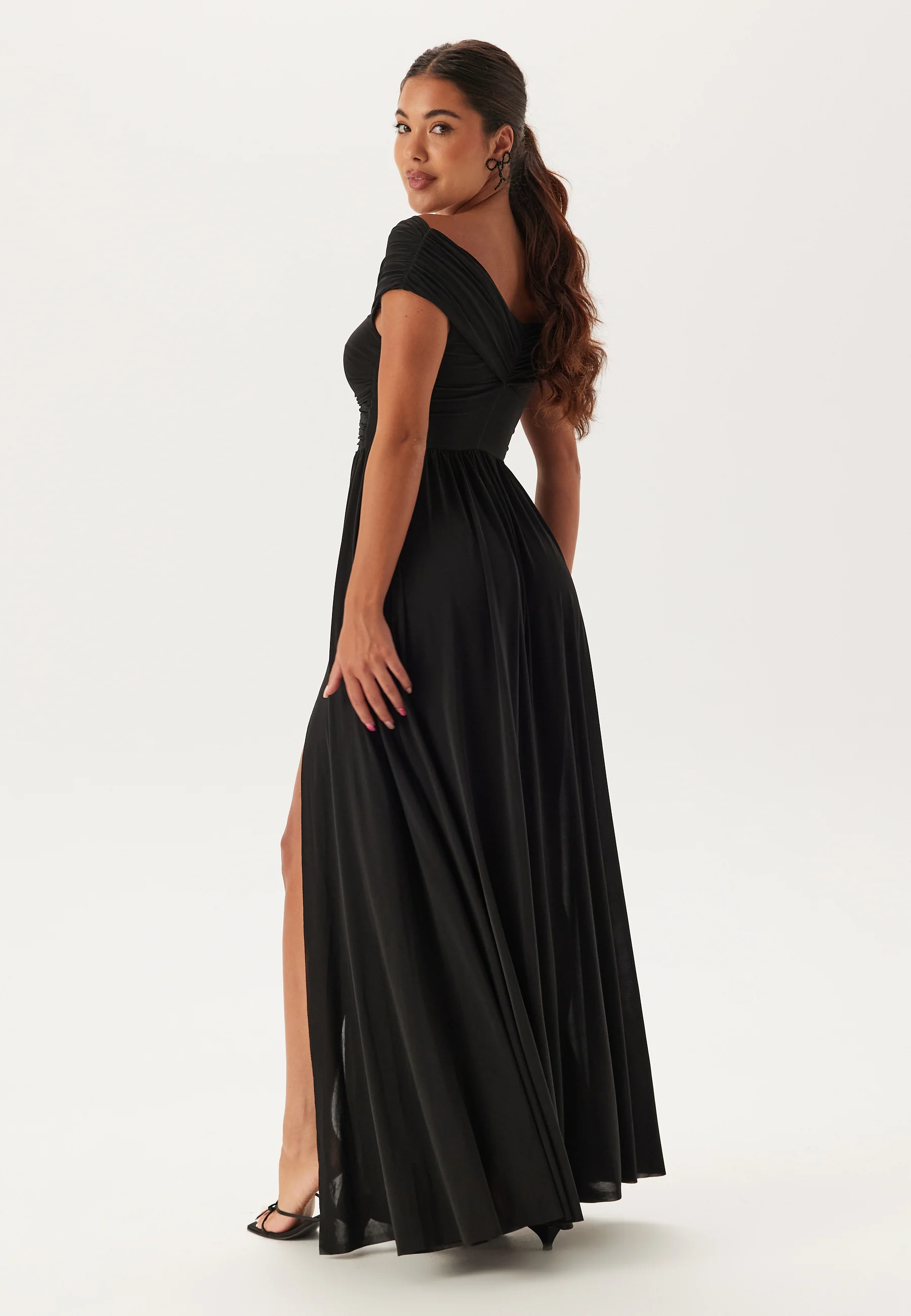 Bardot Rouched Maxi Split Dress - Image 2