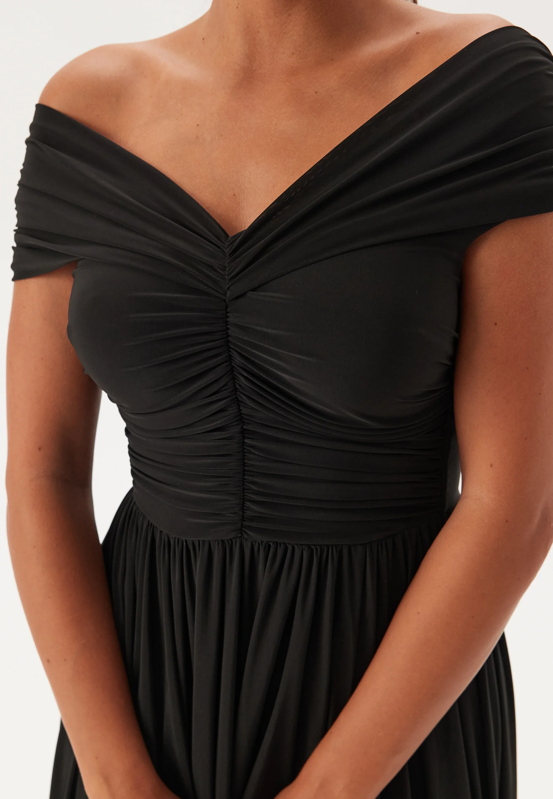 Bardot Rouched Maxi Split Dress - Image 3