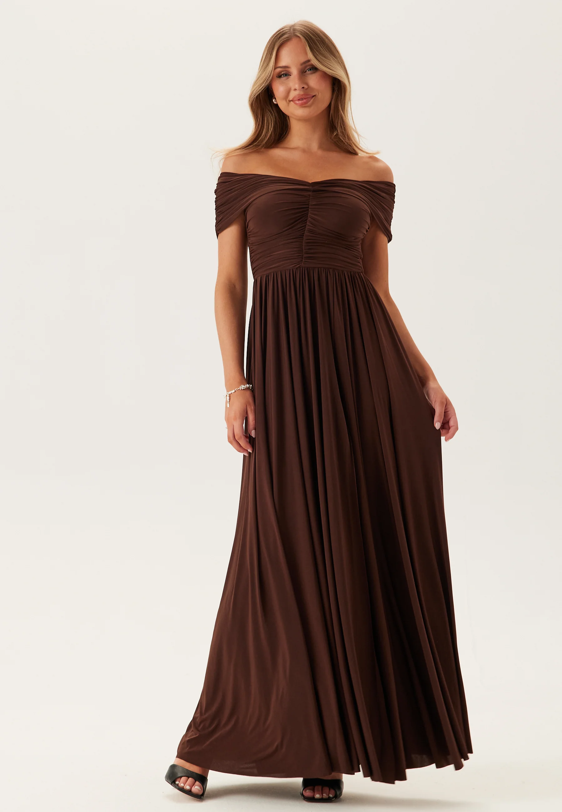 Bardot Rouched Maxi Split Dress - Image 2