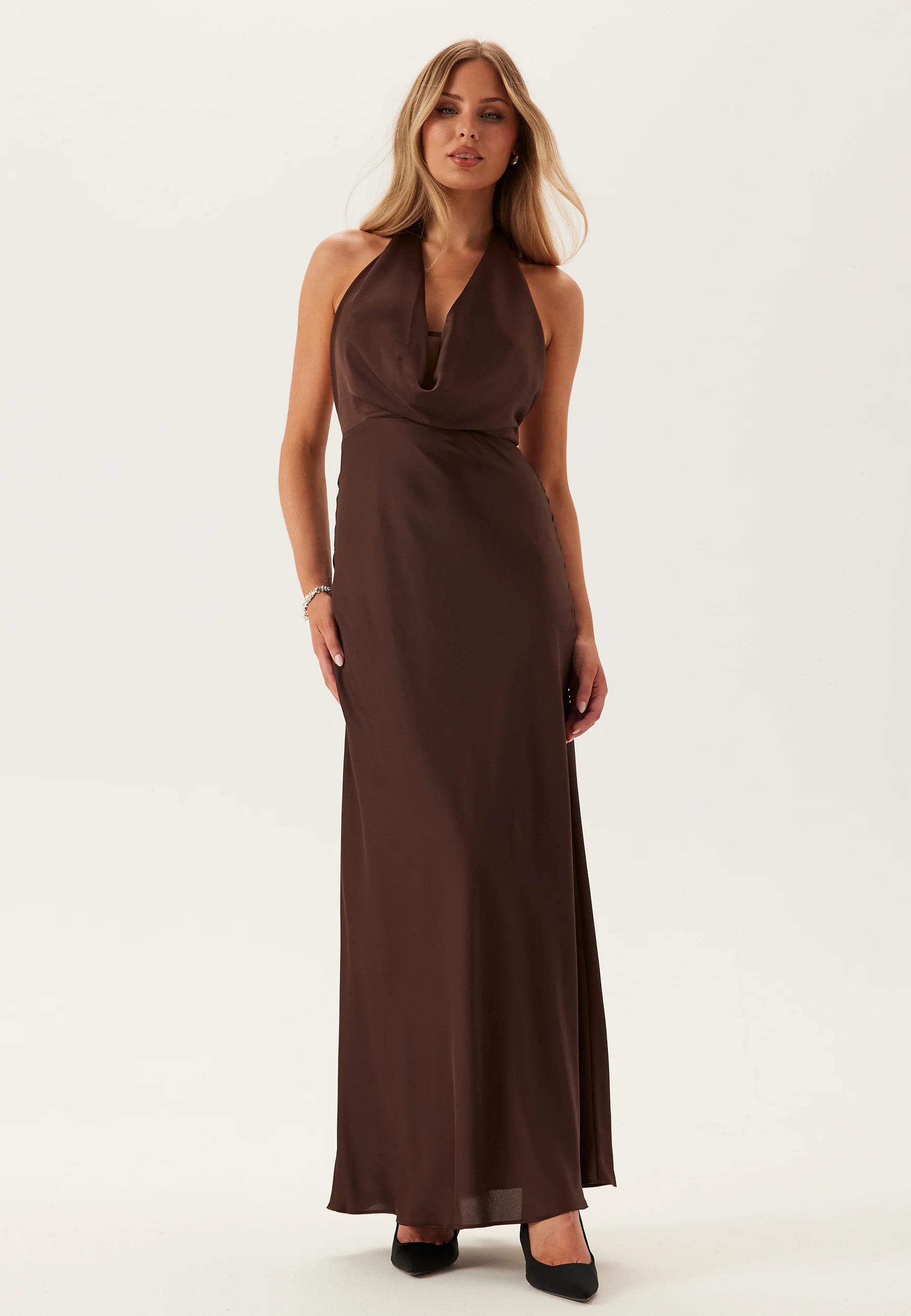 Becca Cowl Halter Satin Gown - Image 2
