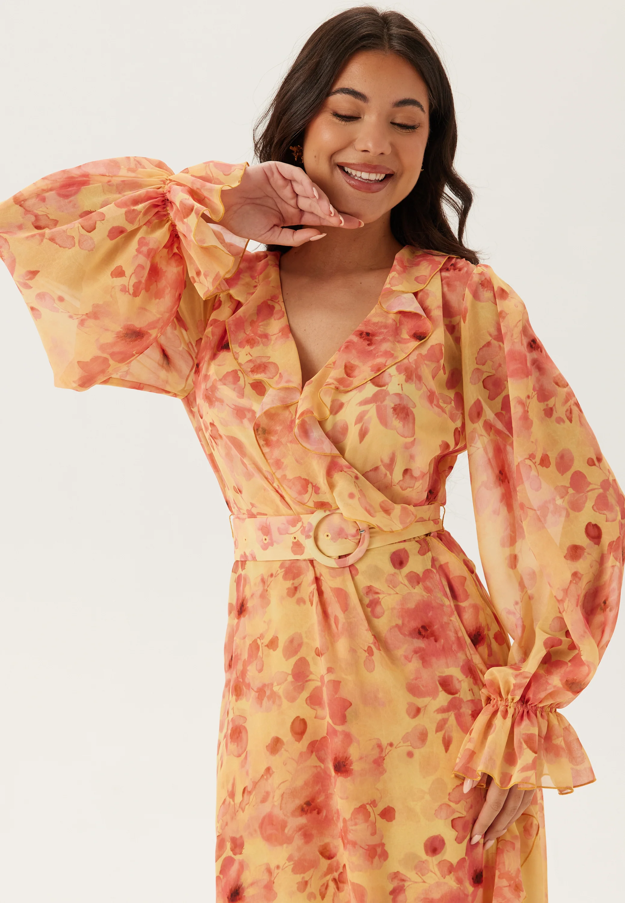 Belted Chiffon Midi Dress - Image 3