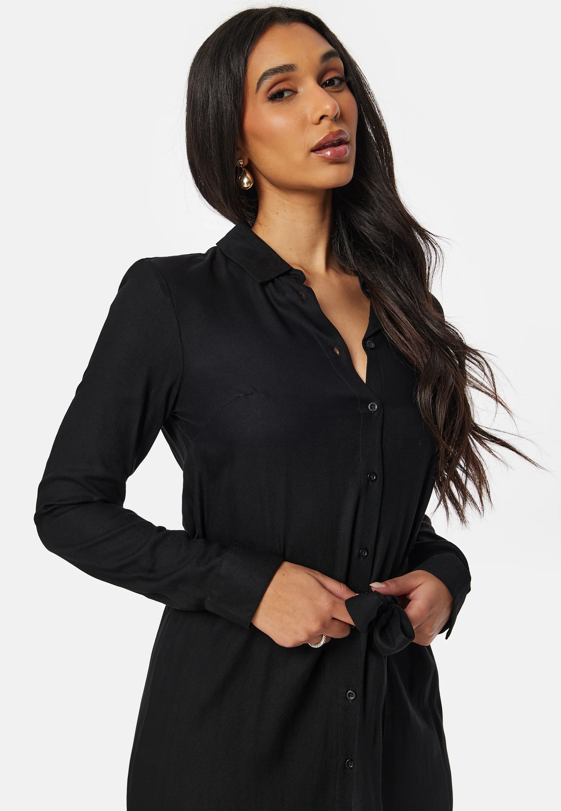 Belted L/S Viscose Shirt Dress - Image 3