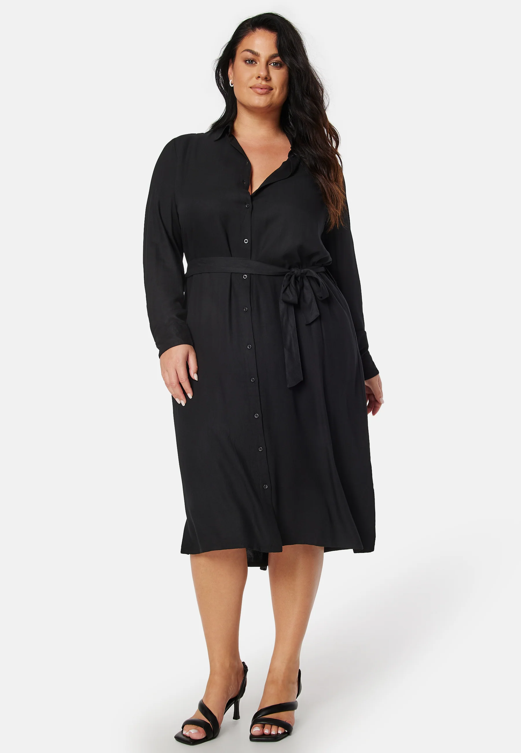 Belted L/S Viscose Shirt Dress - Image 4