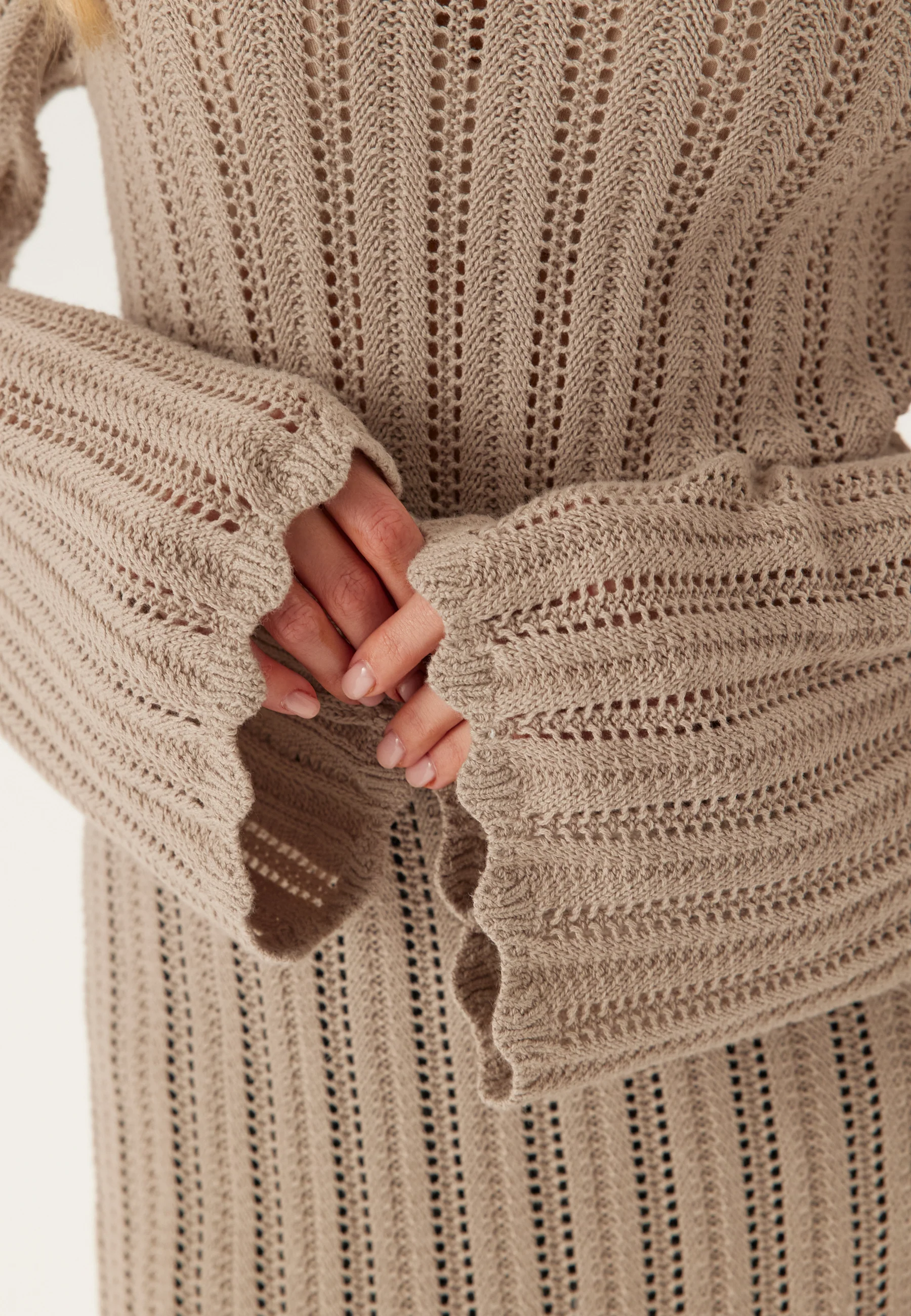 Boat Neck Structure Knitted Dress - Image 4