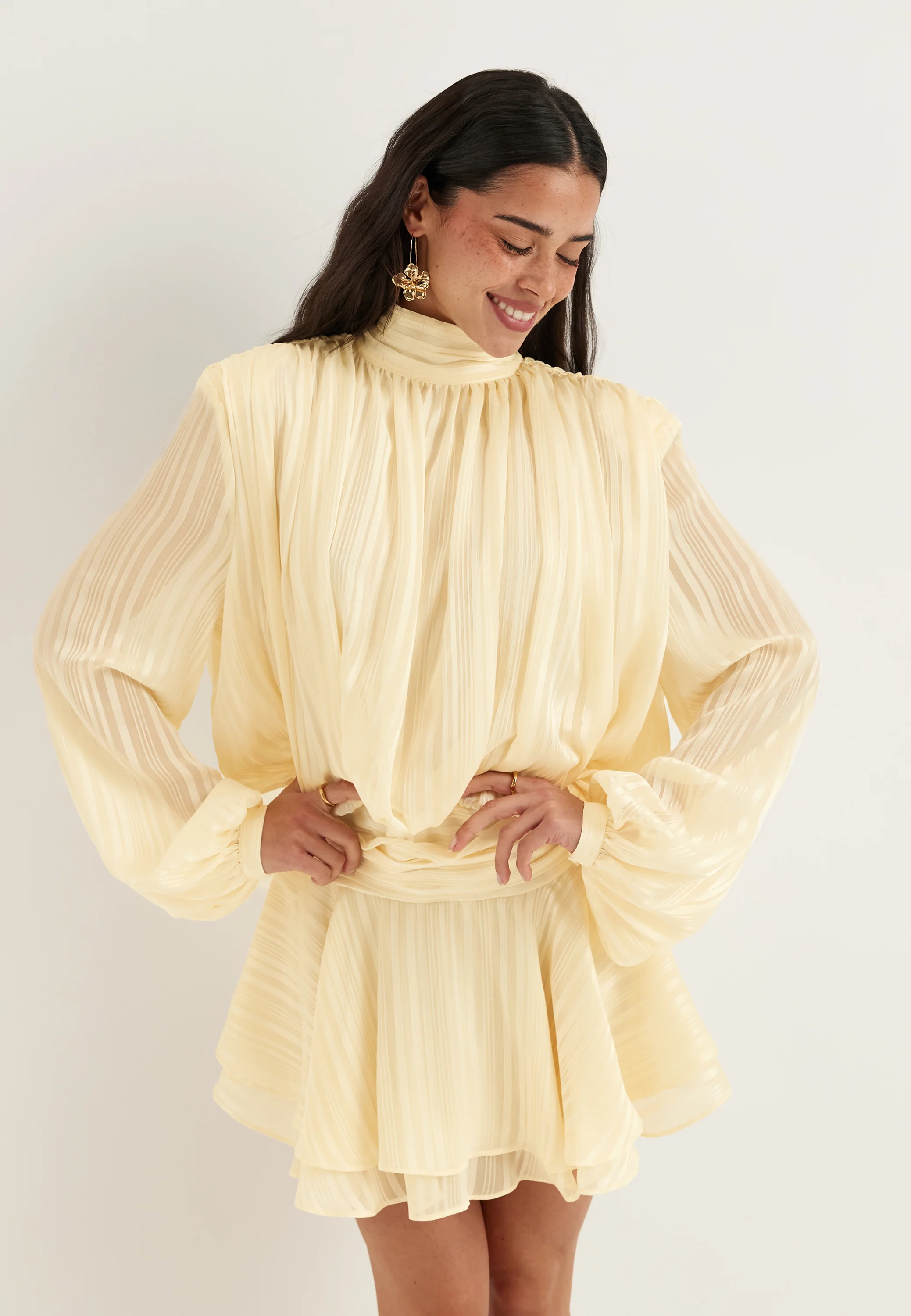 Bow Jacquard Short Dress - Image 2