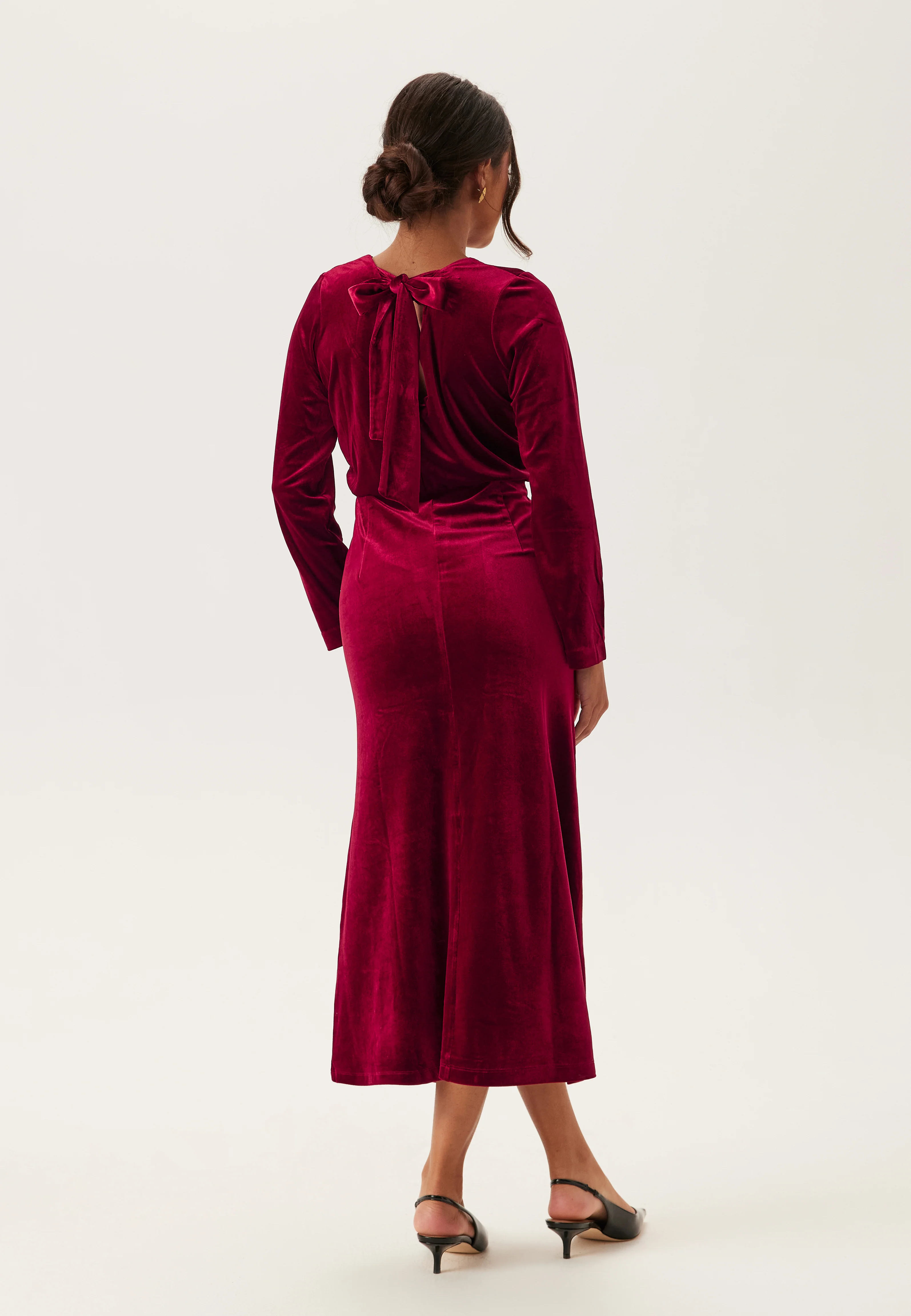 Bow Velvet Midi Dress - Image 2