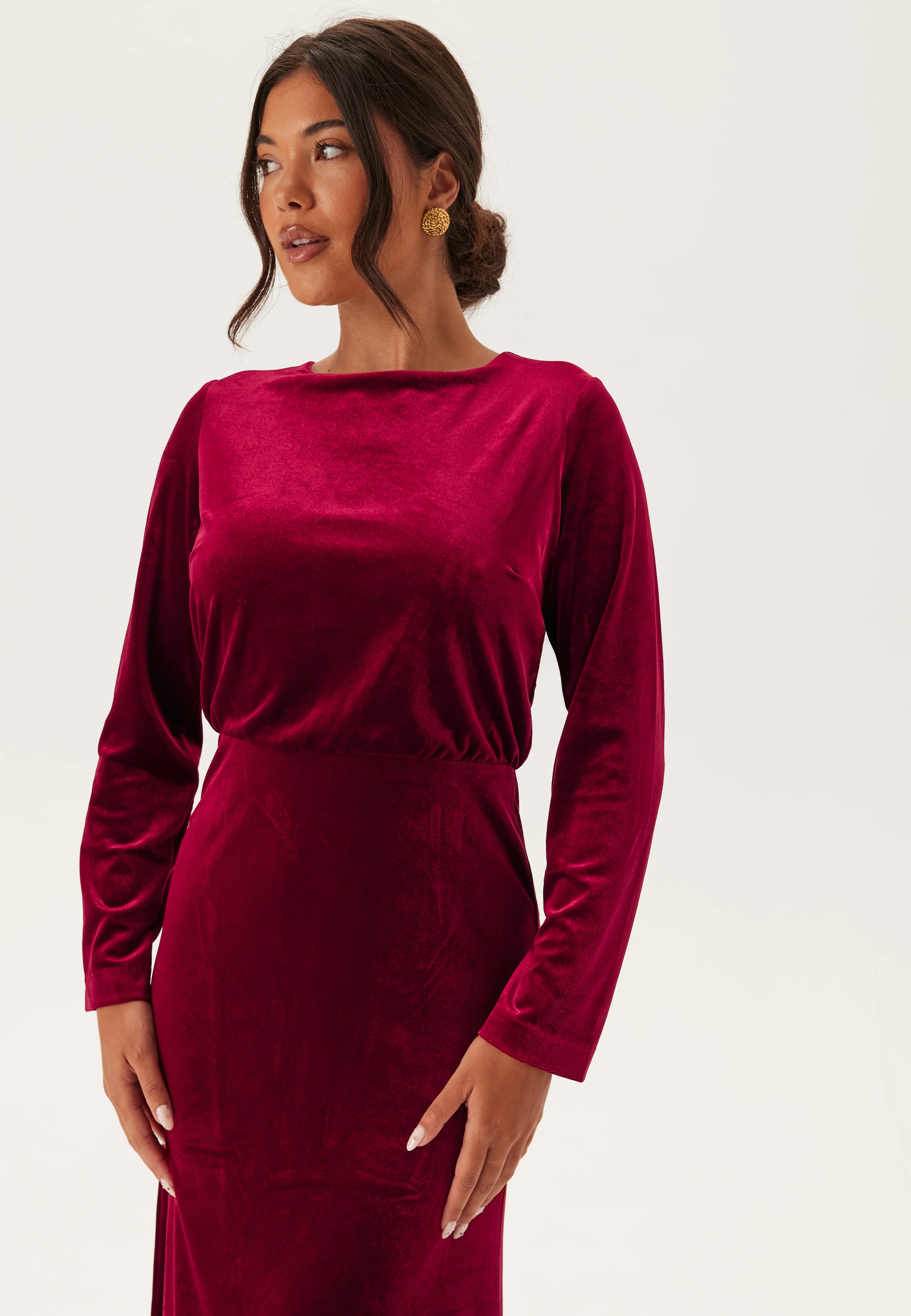 Bow Velvet Midi Dress - Image 4