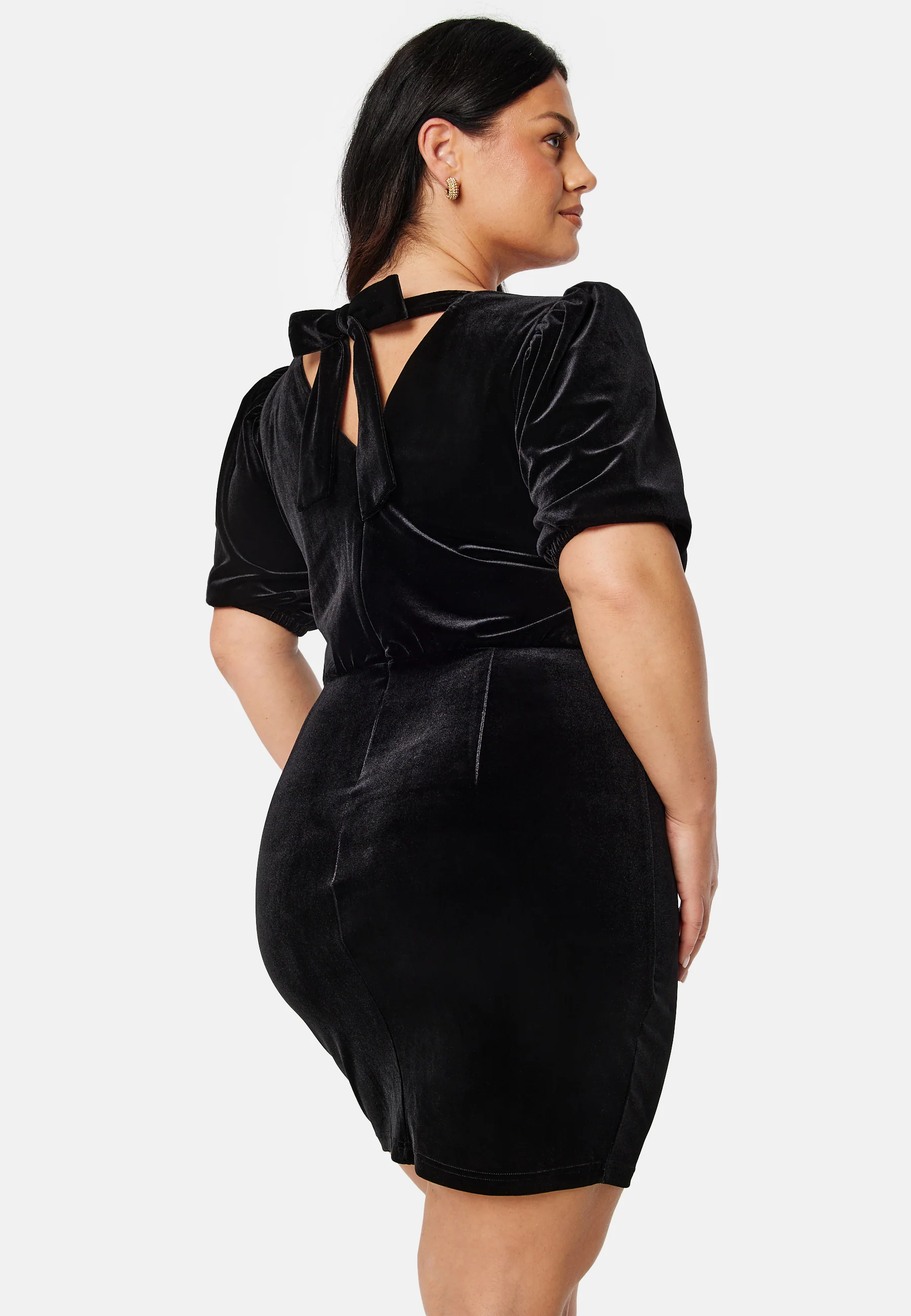 Bow Velvet Short Dress - Image 7