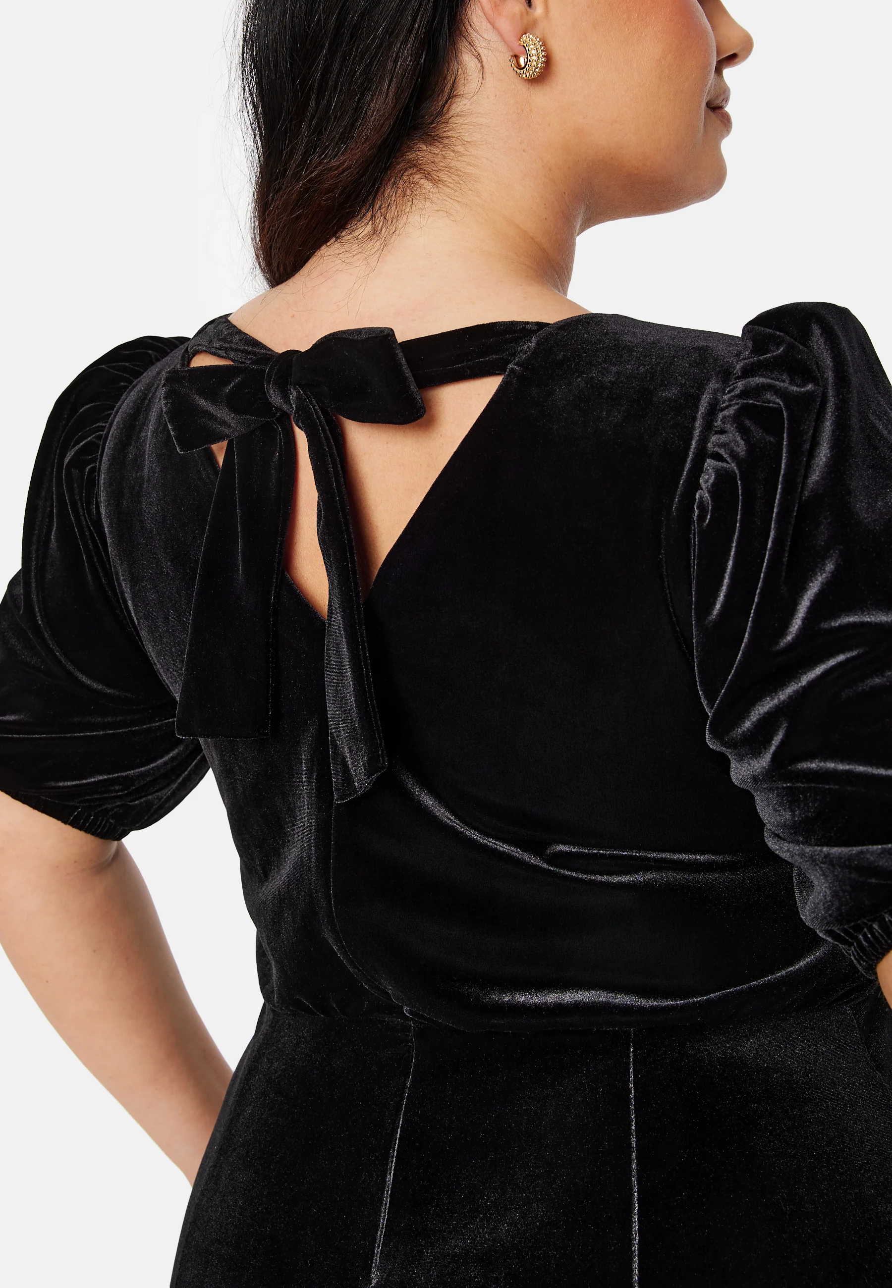 Bow Velvet Short Dress - Image 8