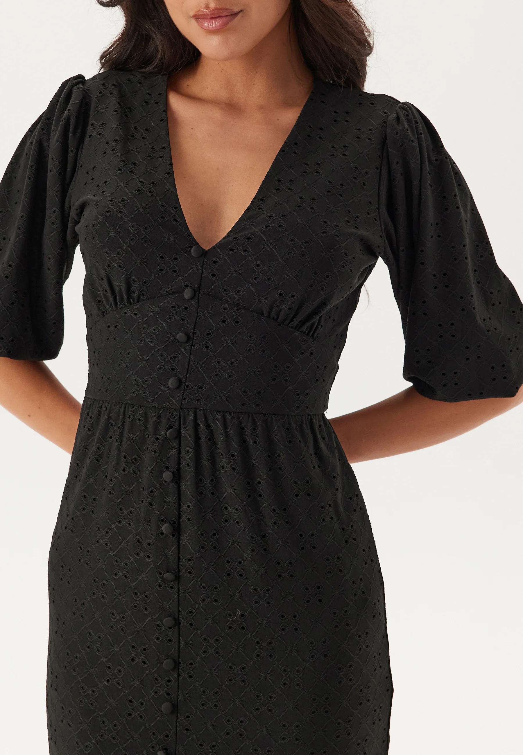 Broderie Anglaise Puff Sleeve Dress - Image 4