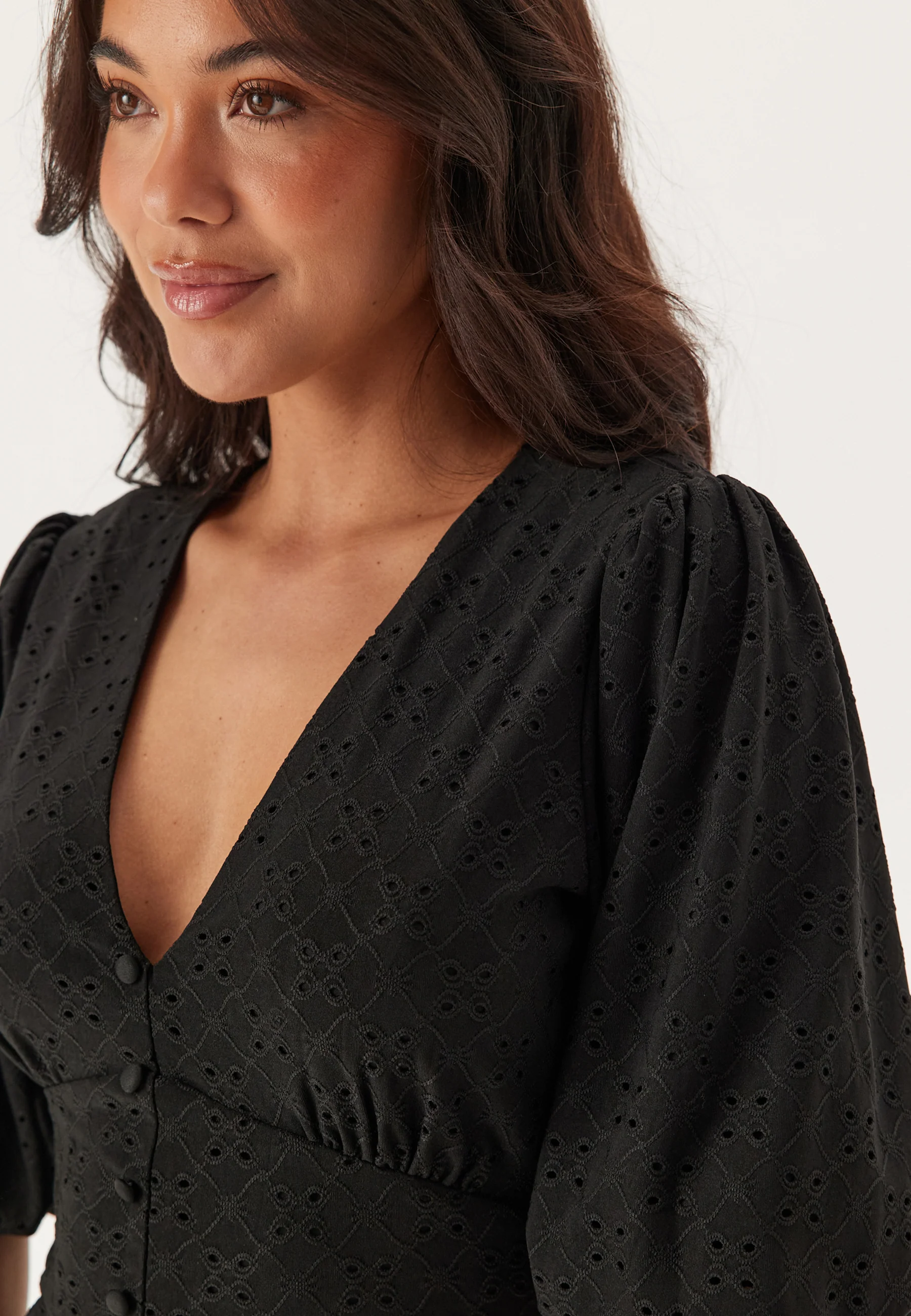 Broderie Anglaise Puff Sleeve Dress - Image 5