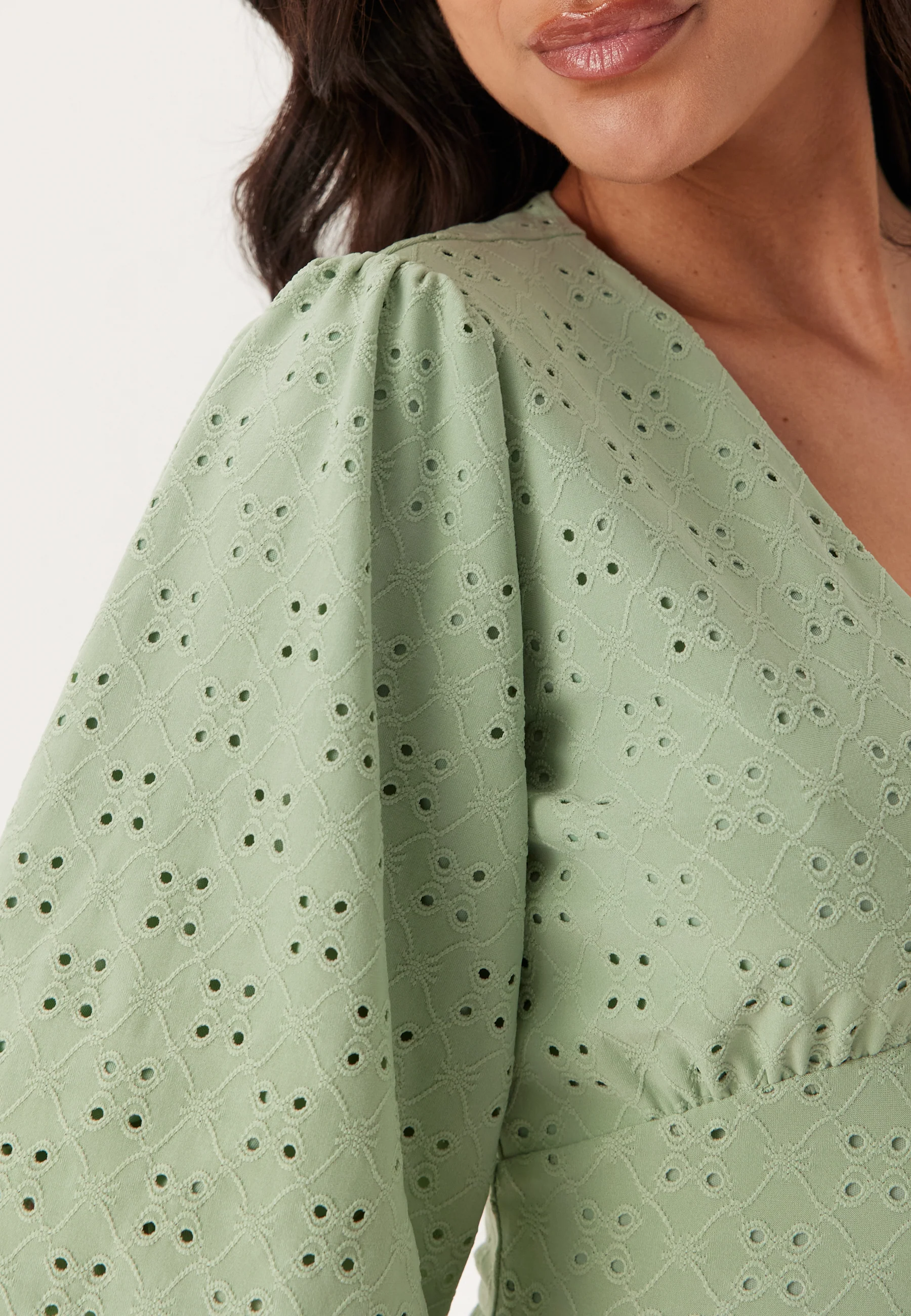 Broderie Anglaise Puff Sleeve Dress - Image 4