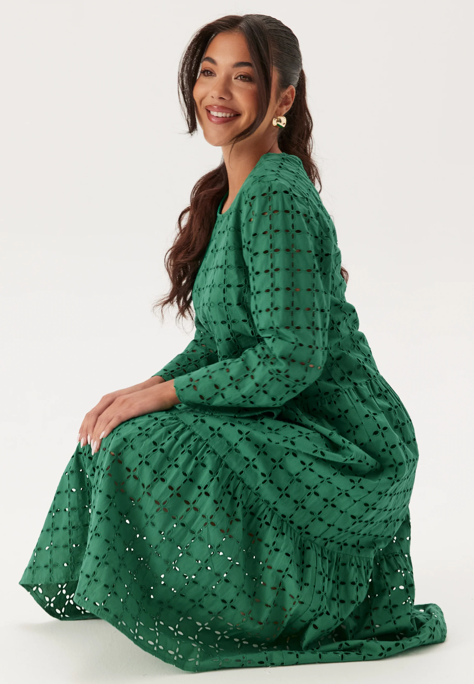 Broderie Anglaise Round Neck Dress