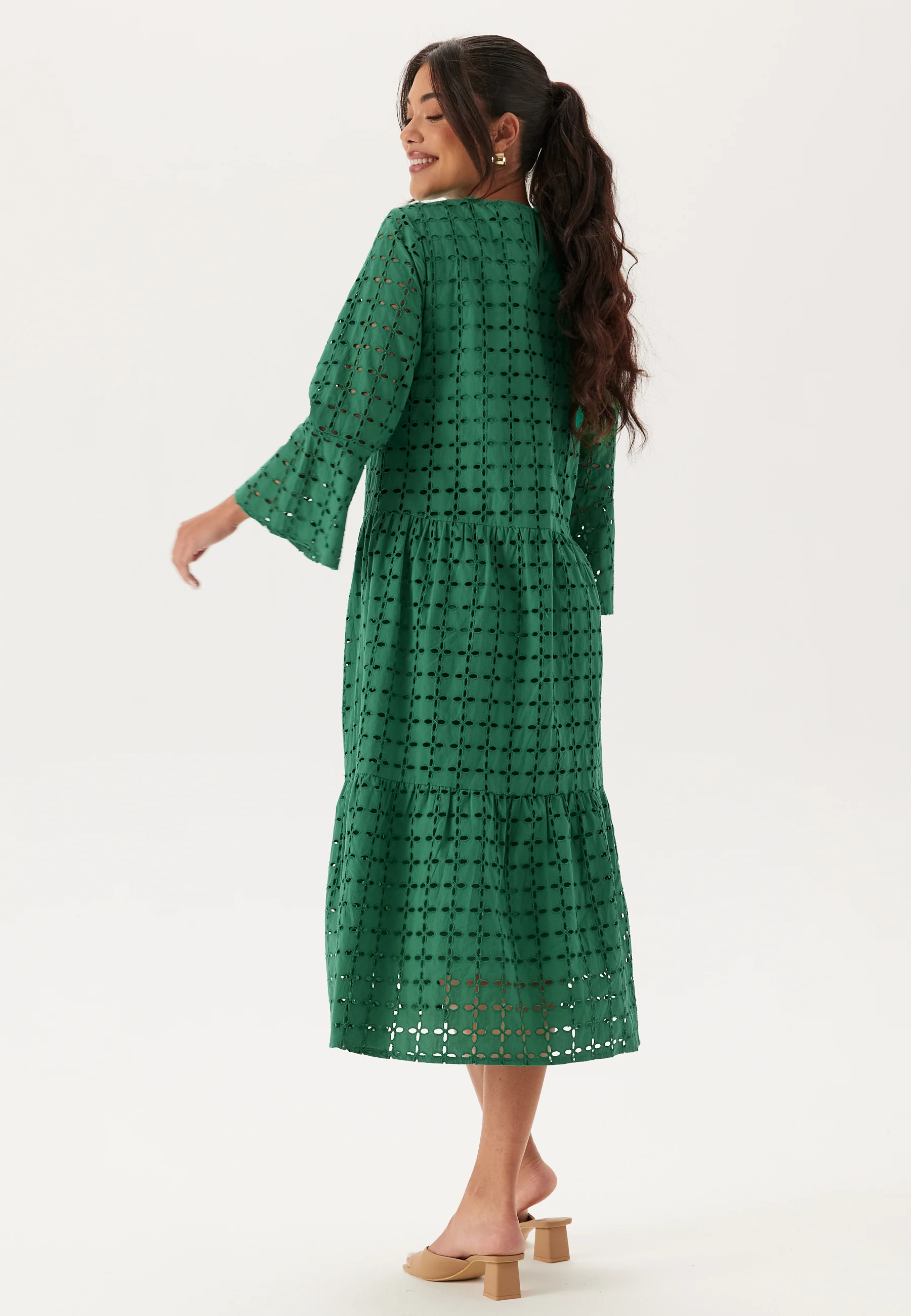 Broderie Anglaise Round Neck Dress - Image 3