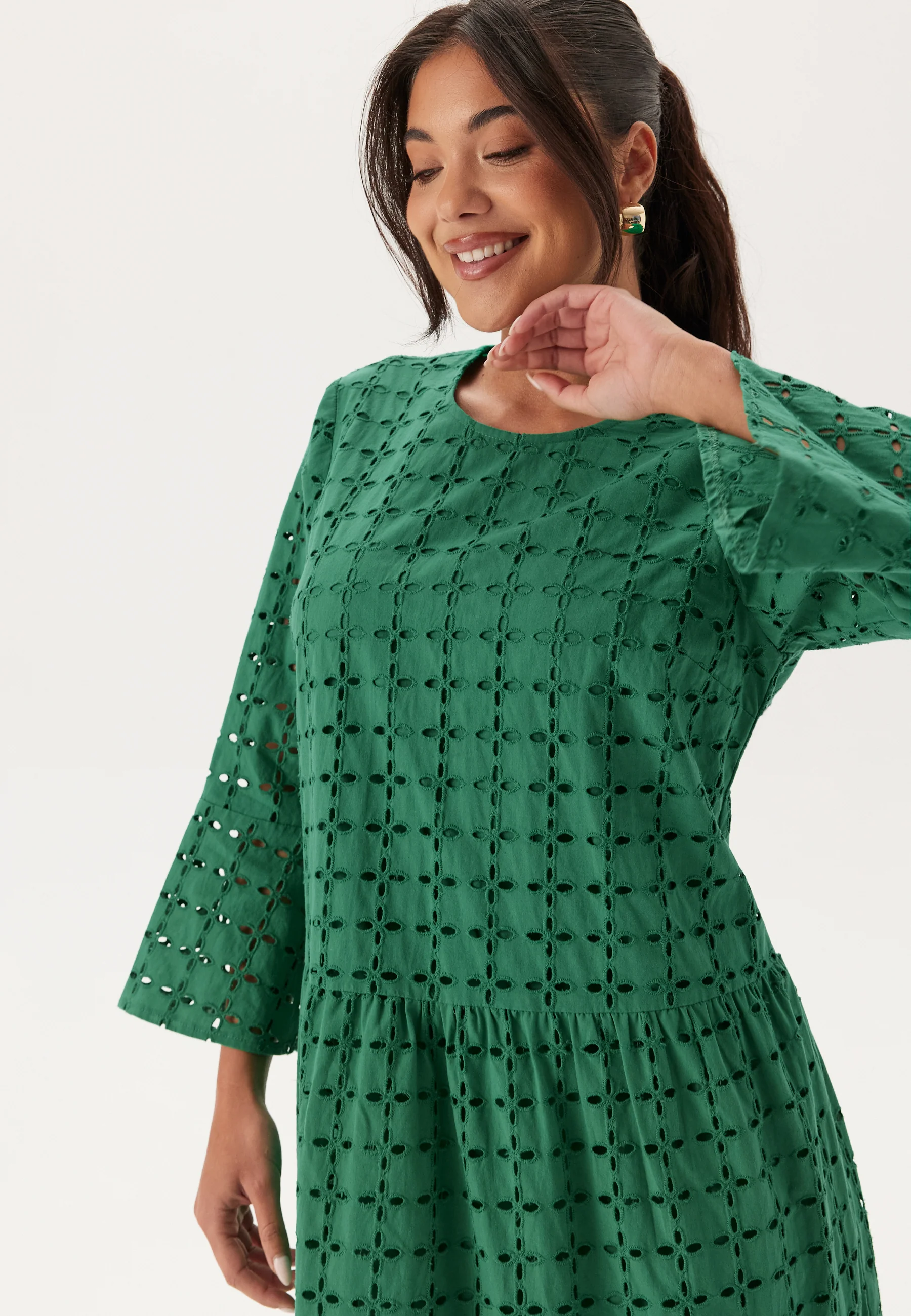 Broderie Anglaise Round Neck Dress - Image 4