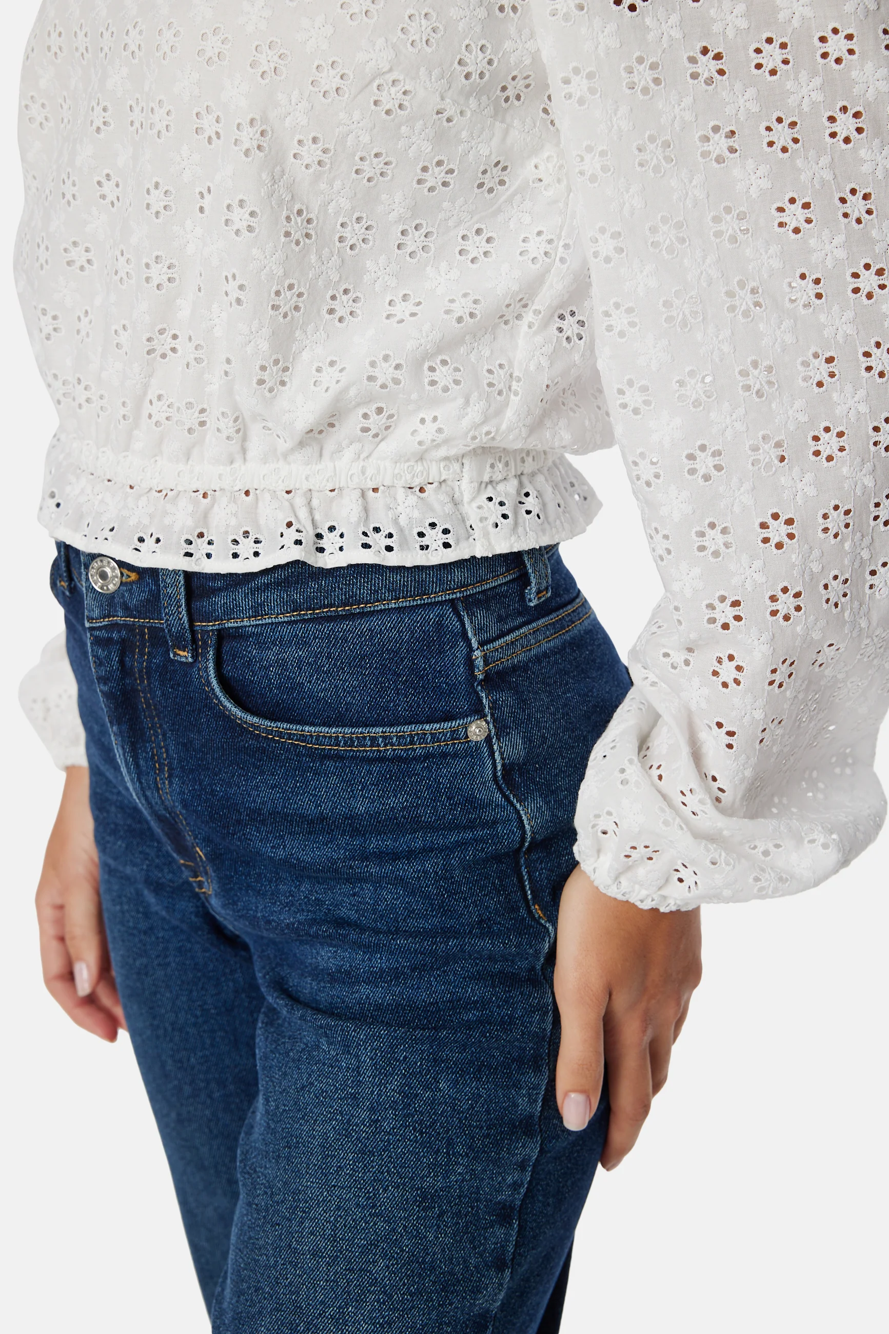 Broderie Anglaise Square Neck Blouse - Image 6