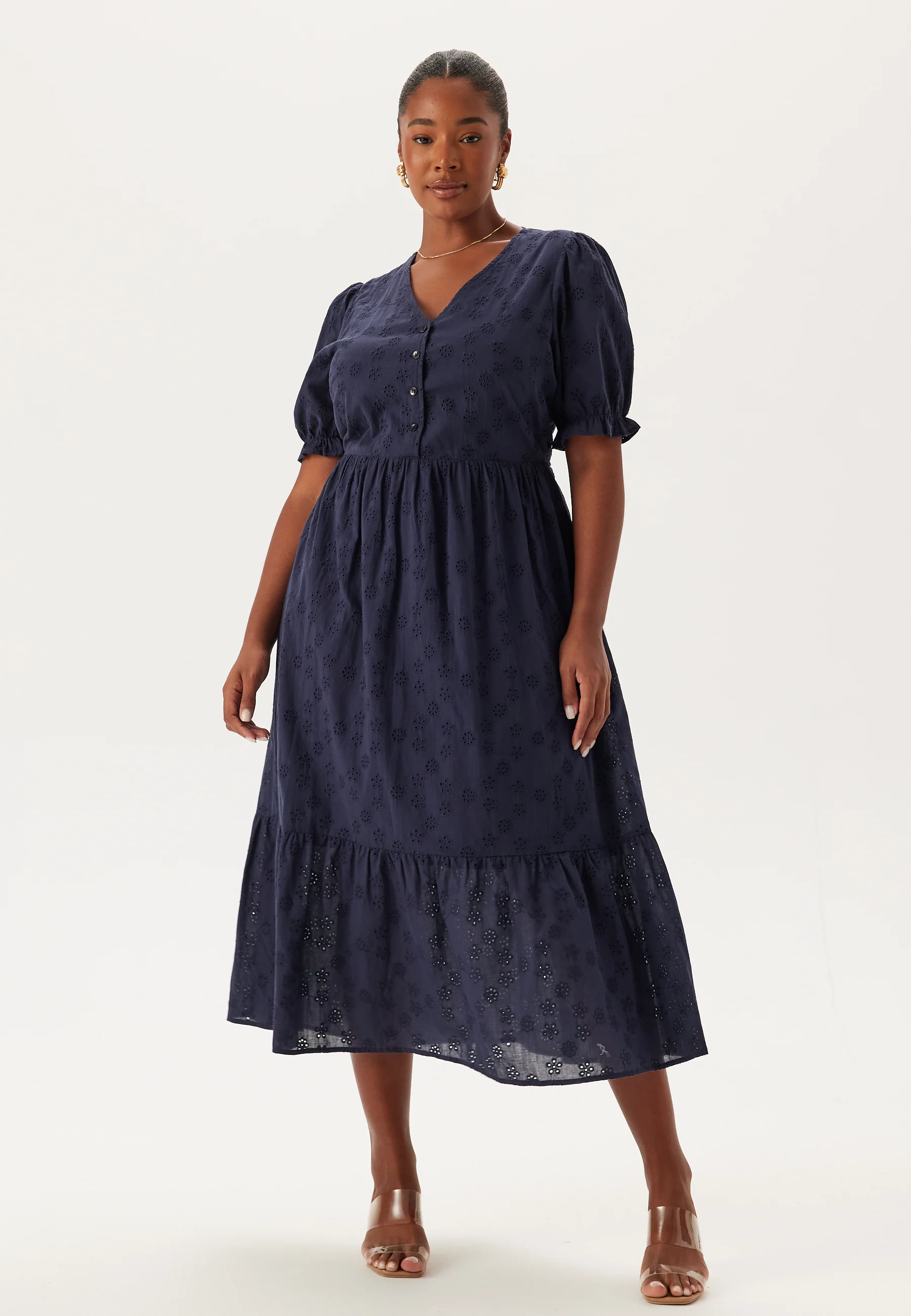 Broderie Anglaise V-Neck Dress - Image 5