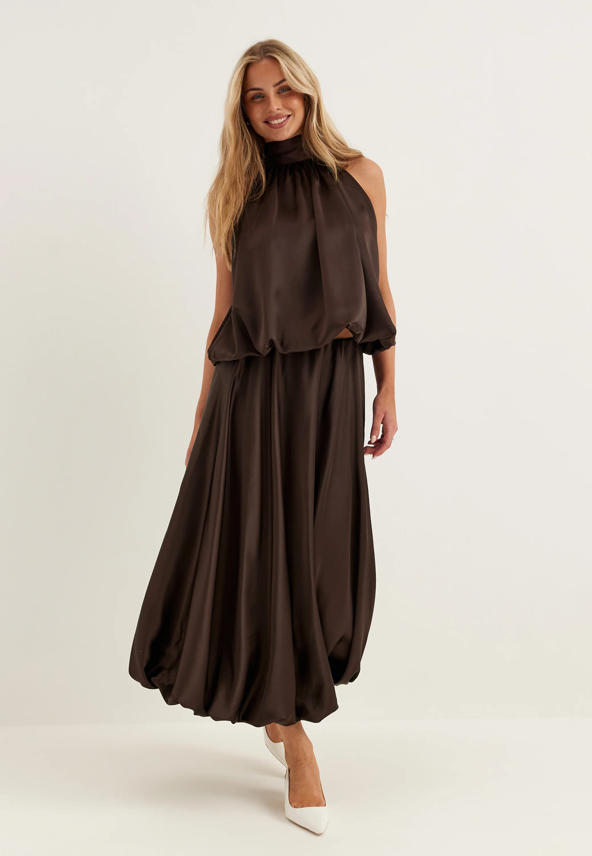 Bubble-Hem Satin Ankle Skirt - Image 2